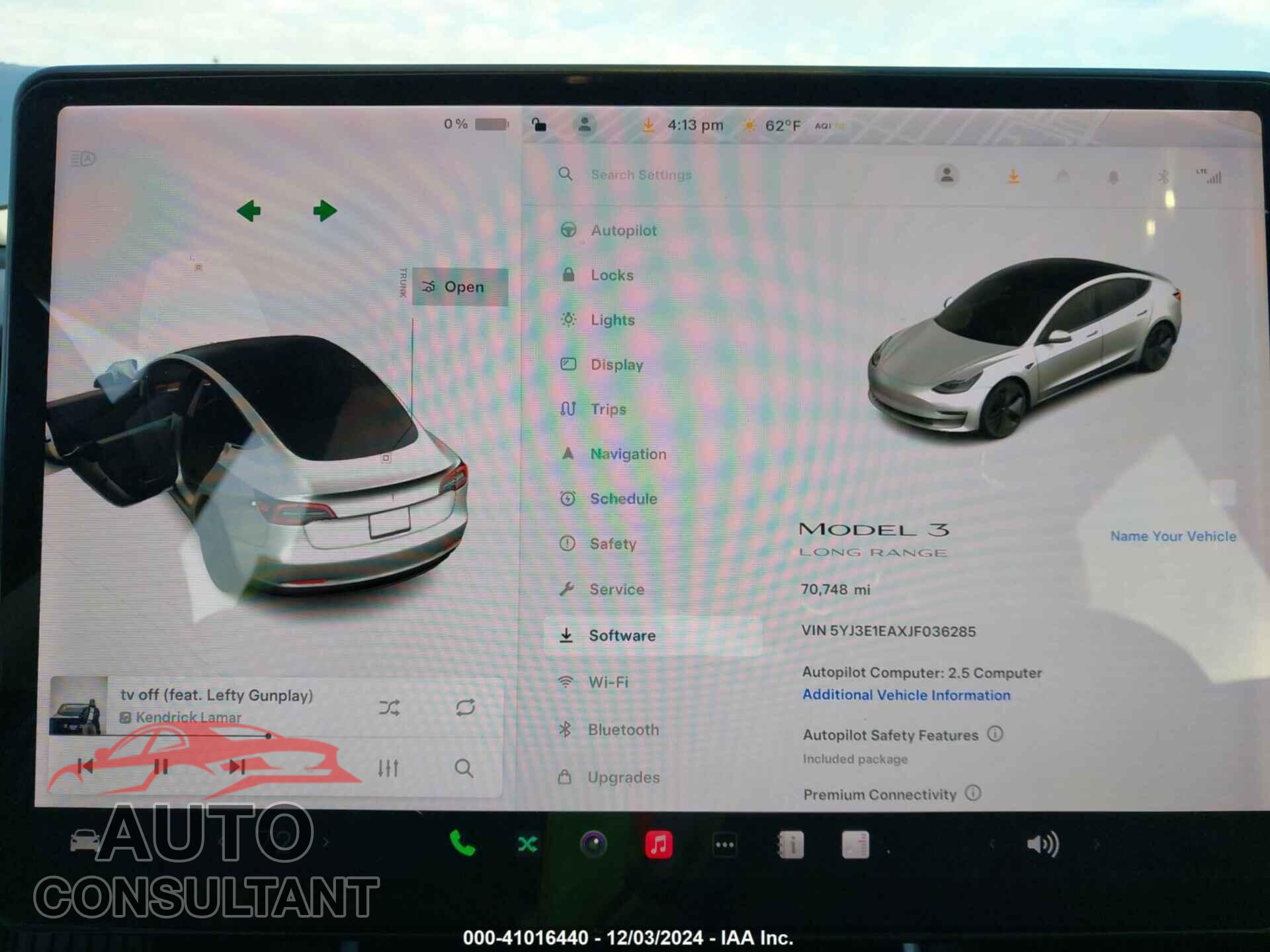 TESLA MODEL 3 2018 - 5YJ3E1EAXJF036285