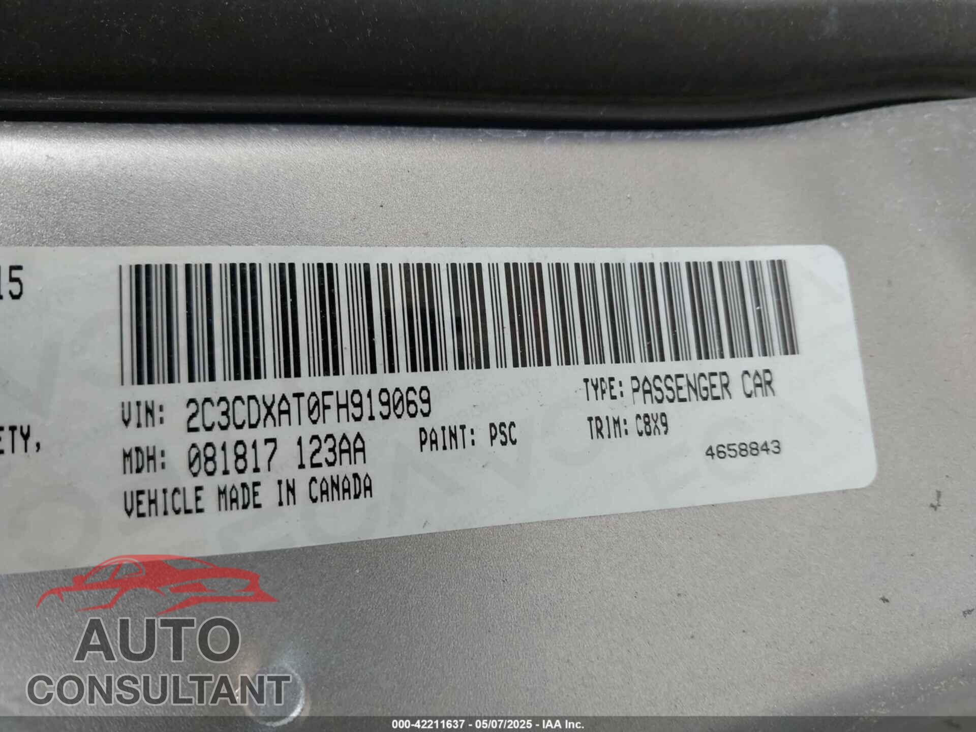 DODGE CHARGER 2015 - 2C3CDXAT0FH919069