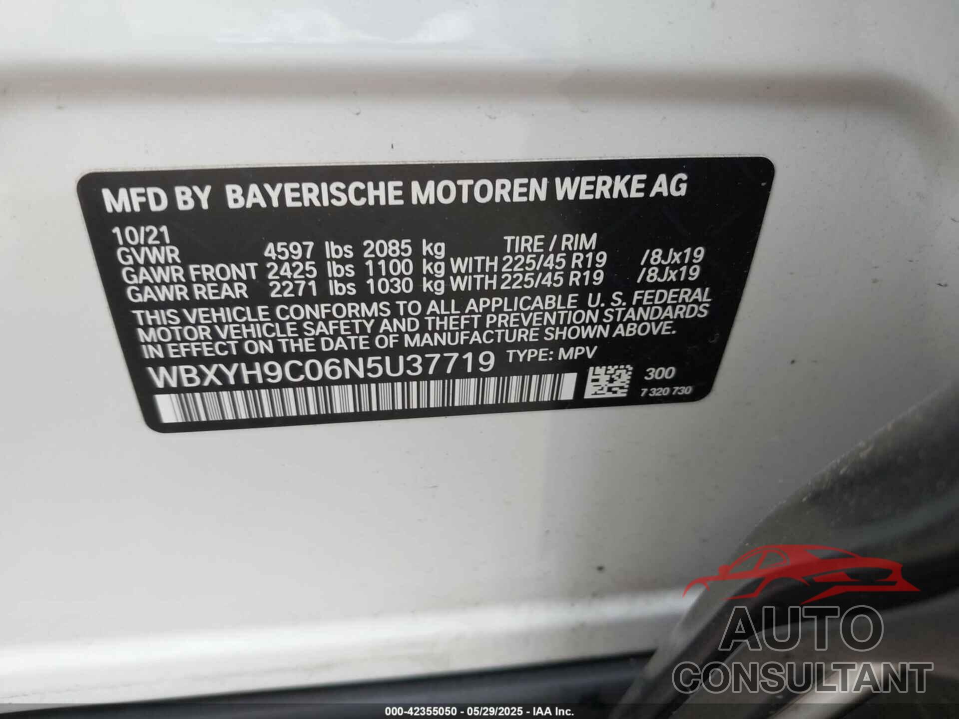 BMW X2 2022 - WBXYH9C06N5U37719