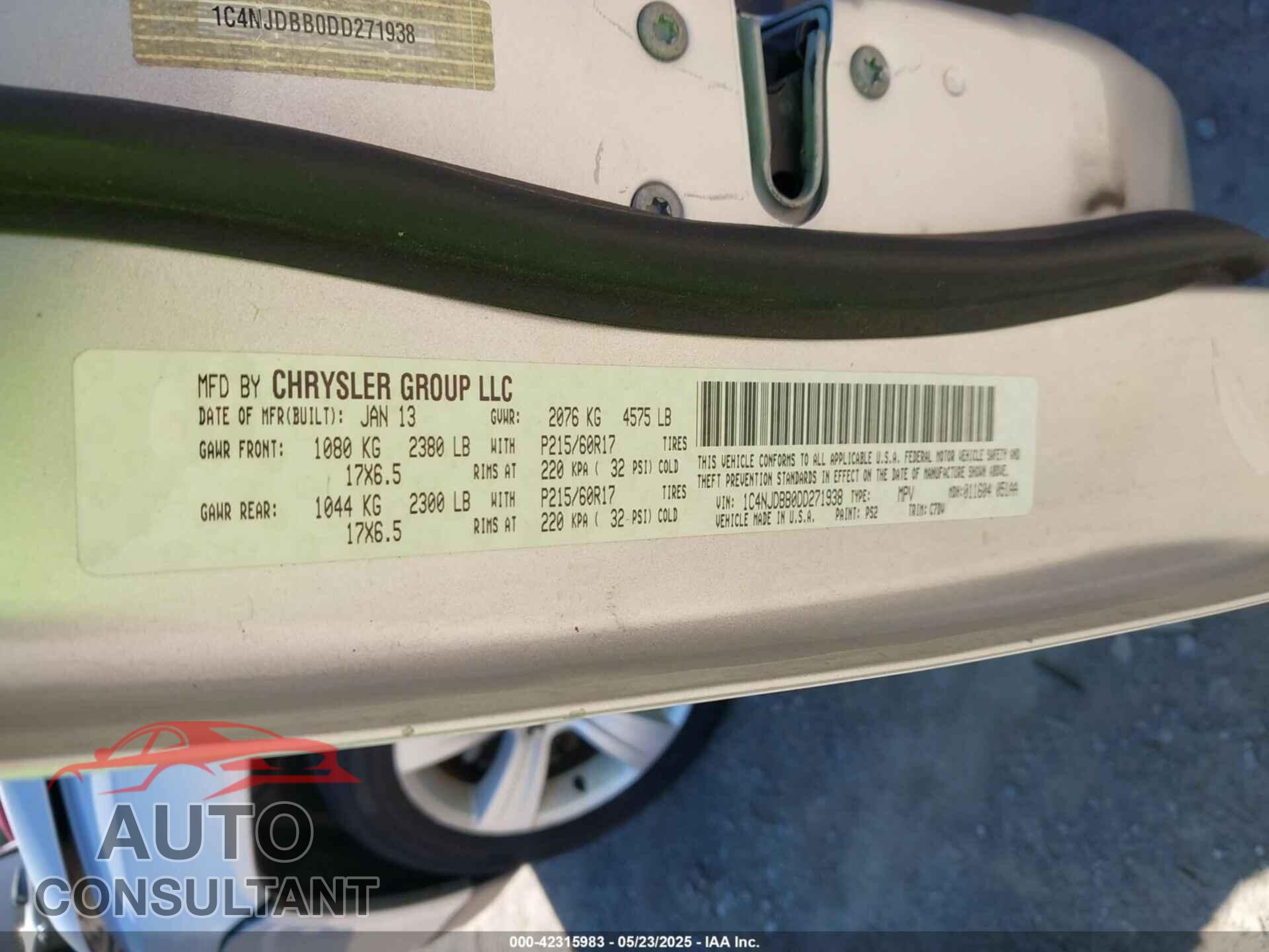 JEEP COMPASS 2013 - 1C4NJDBB0DD271938