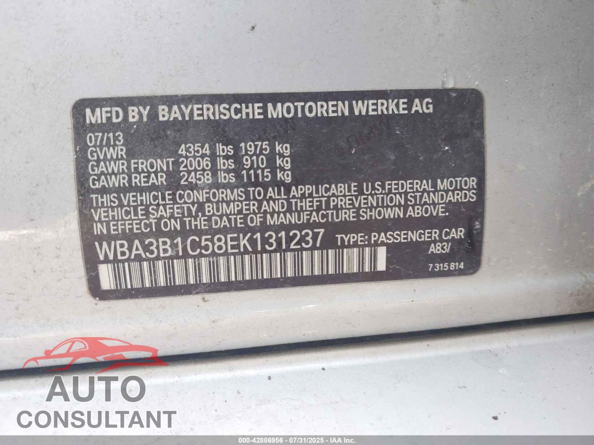 BMW 320I 2014 - WBA3B1C58EK131237