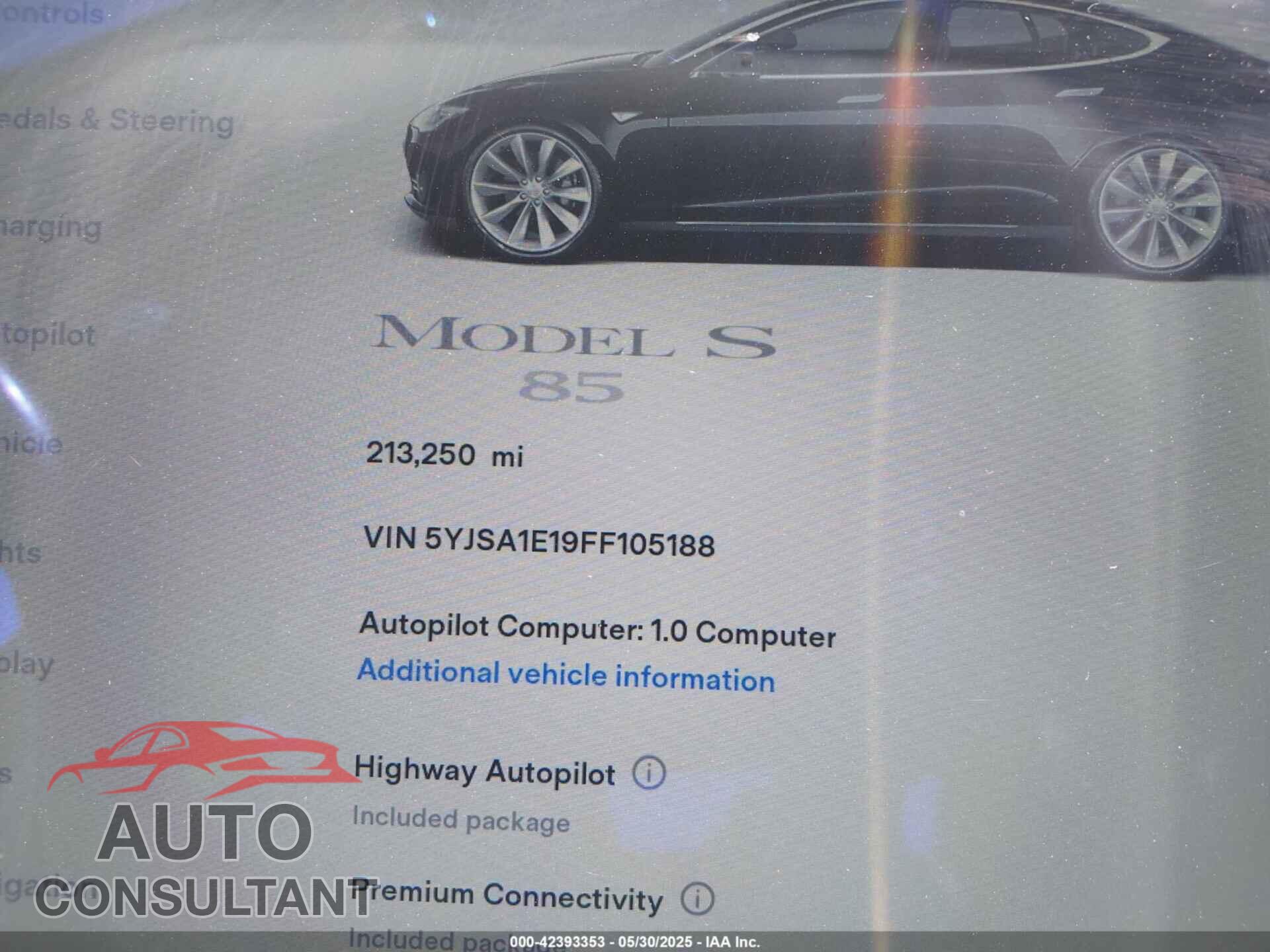 TESLA MODEL S 2015 - 5YJSA1E19FF105188