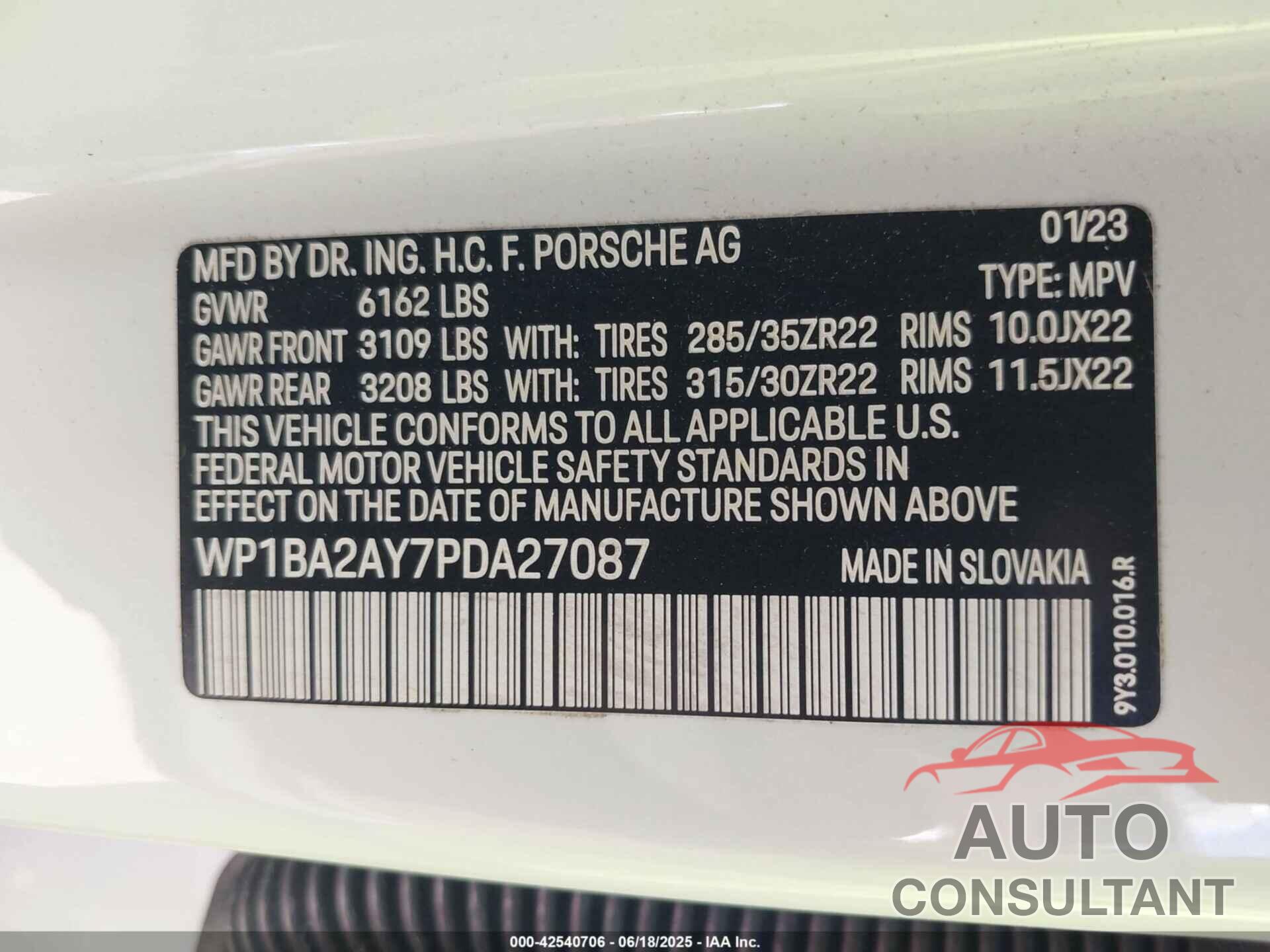 PORSCHE CAYENNE COUPE 2023 - WP1BA2AY7PDA27087