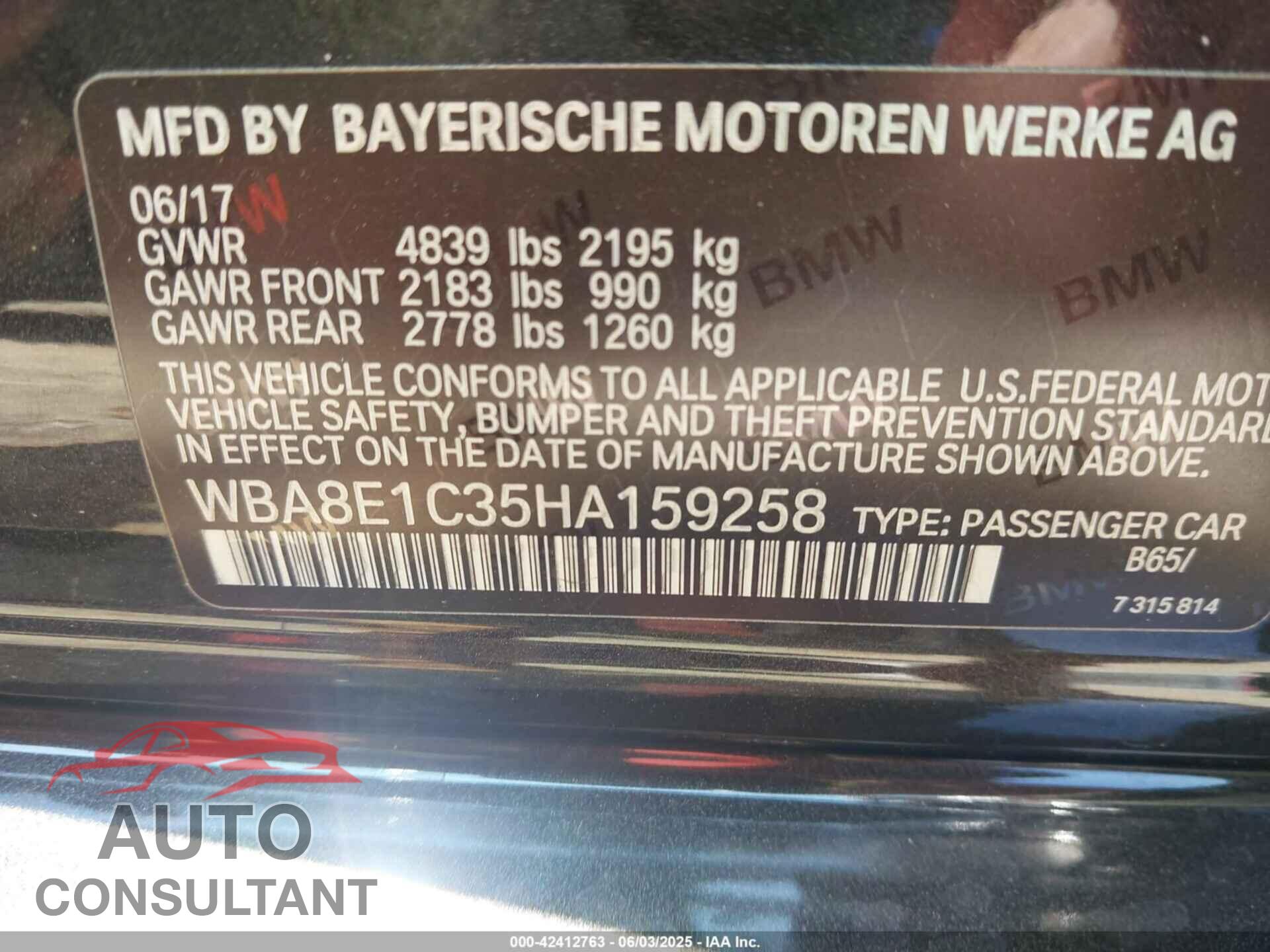 BMW 330E 2017 - WBA8E1C35HA159258