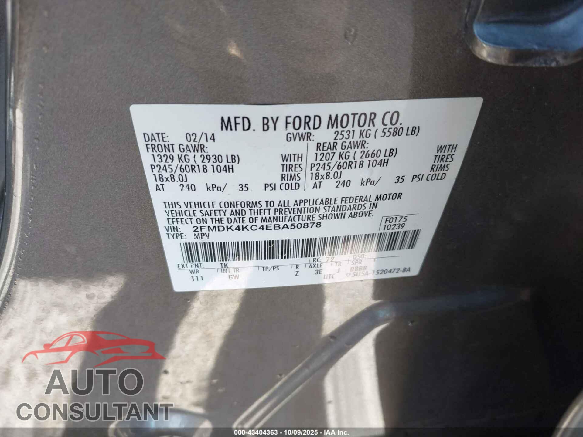 FORD EDGE 2014 - 2FMDK4KC4EBA50878