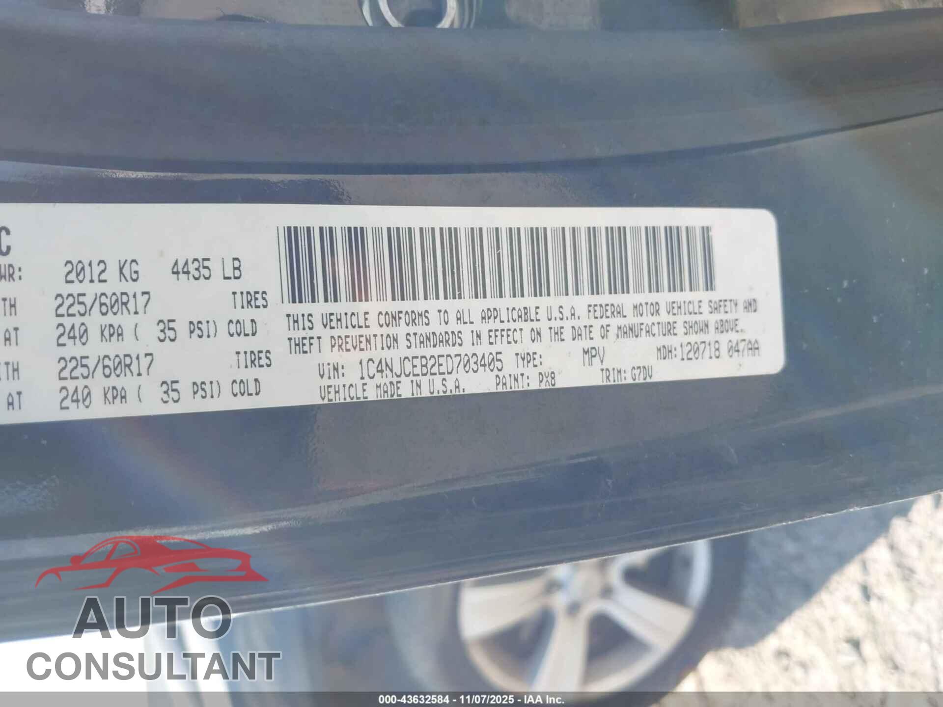 JEEP COMPASS 2014 - 1C4NJCEB2ED703405