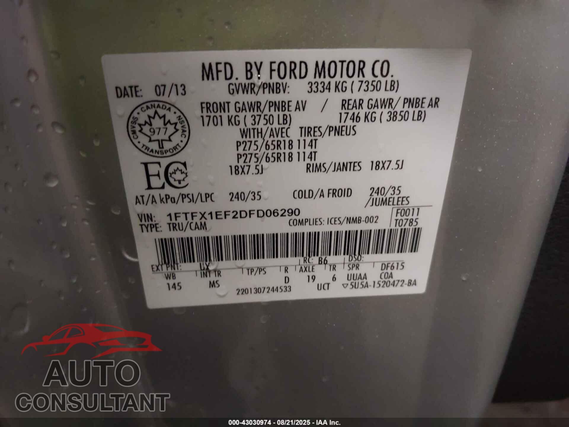 FORD F-150 2013 - 1FTFX1EF2DFD06290