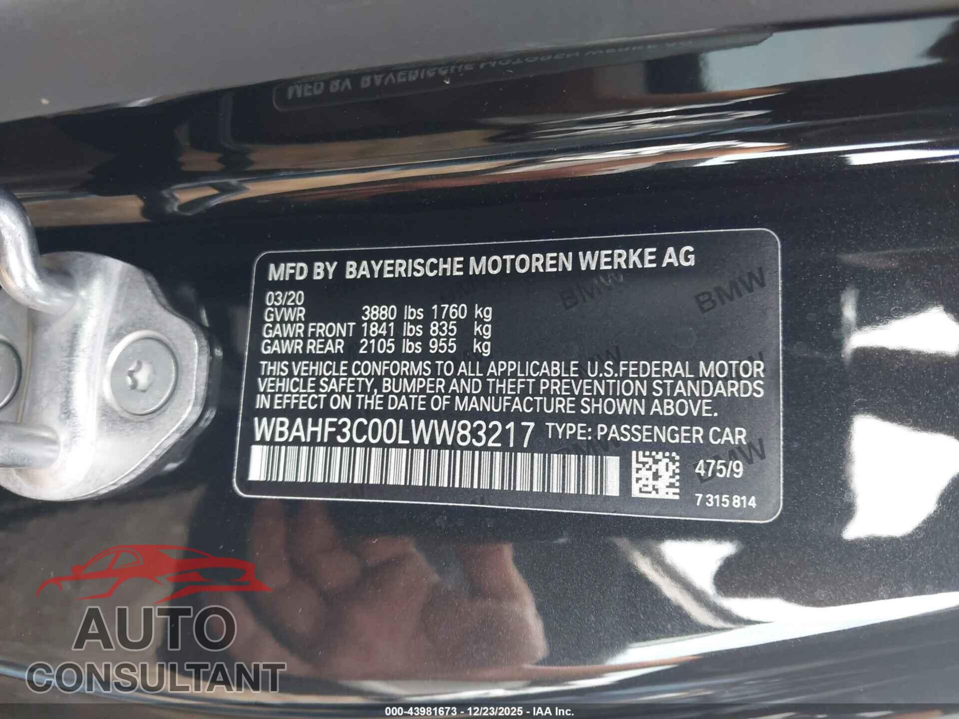 BMW Z4 2020 - WBAHF3C00LWW83217