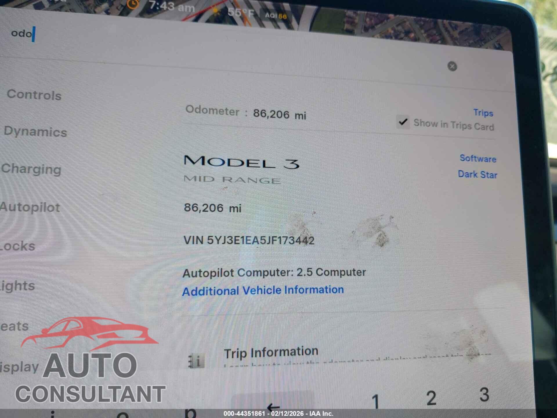 TESLA MODEL 3 2018 - 5YJ3E1EA5JF173442