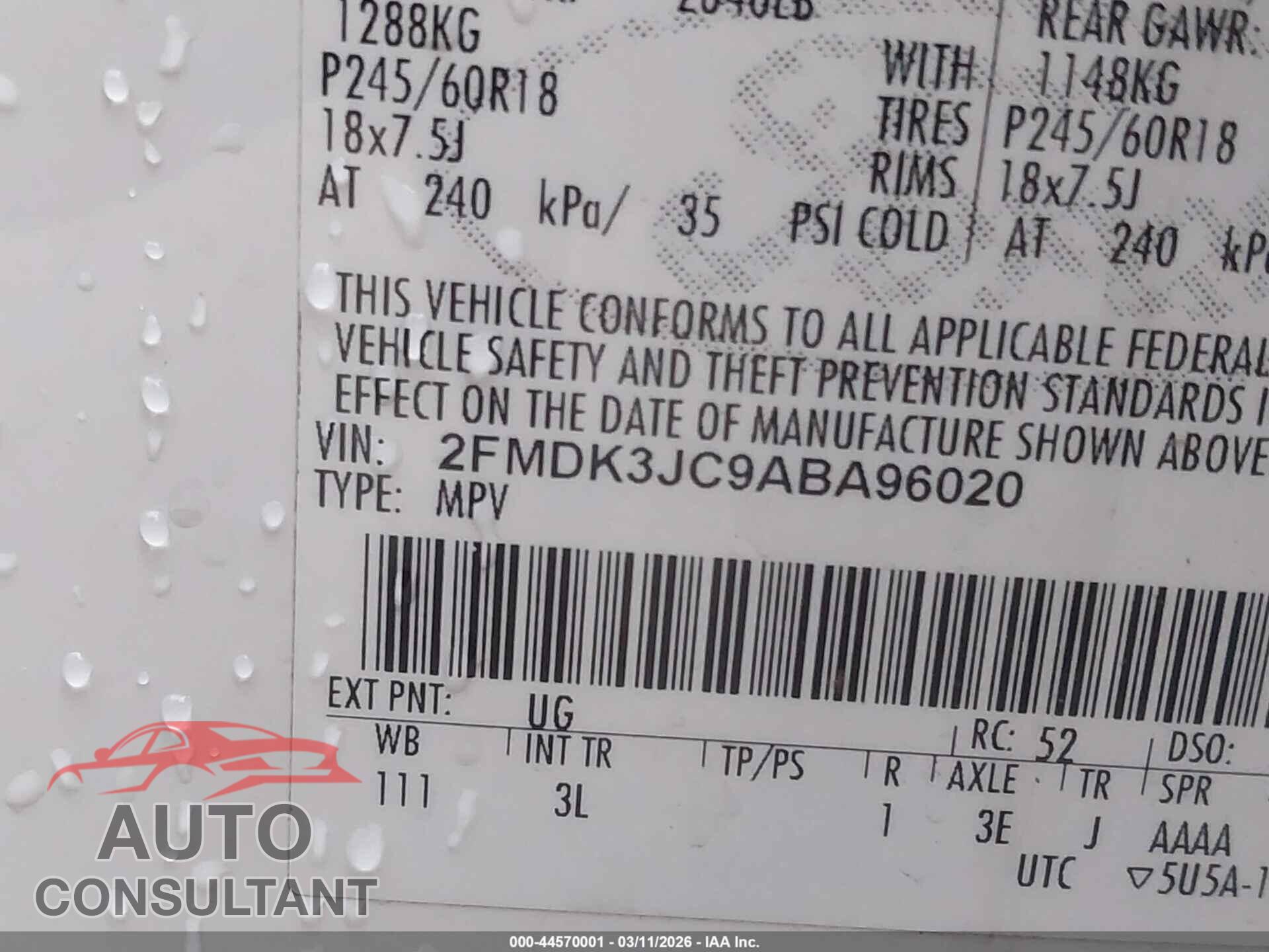 FORD EDGE 2010 - 2FMDK3JC9ABA96020