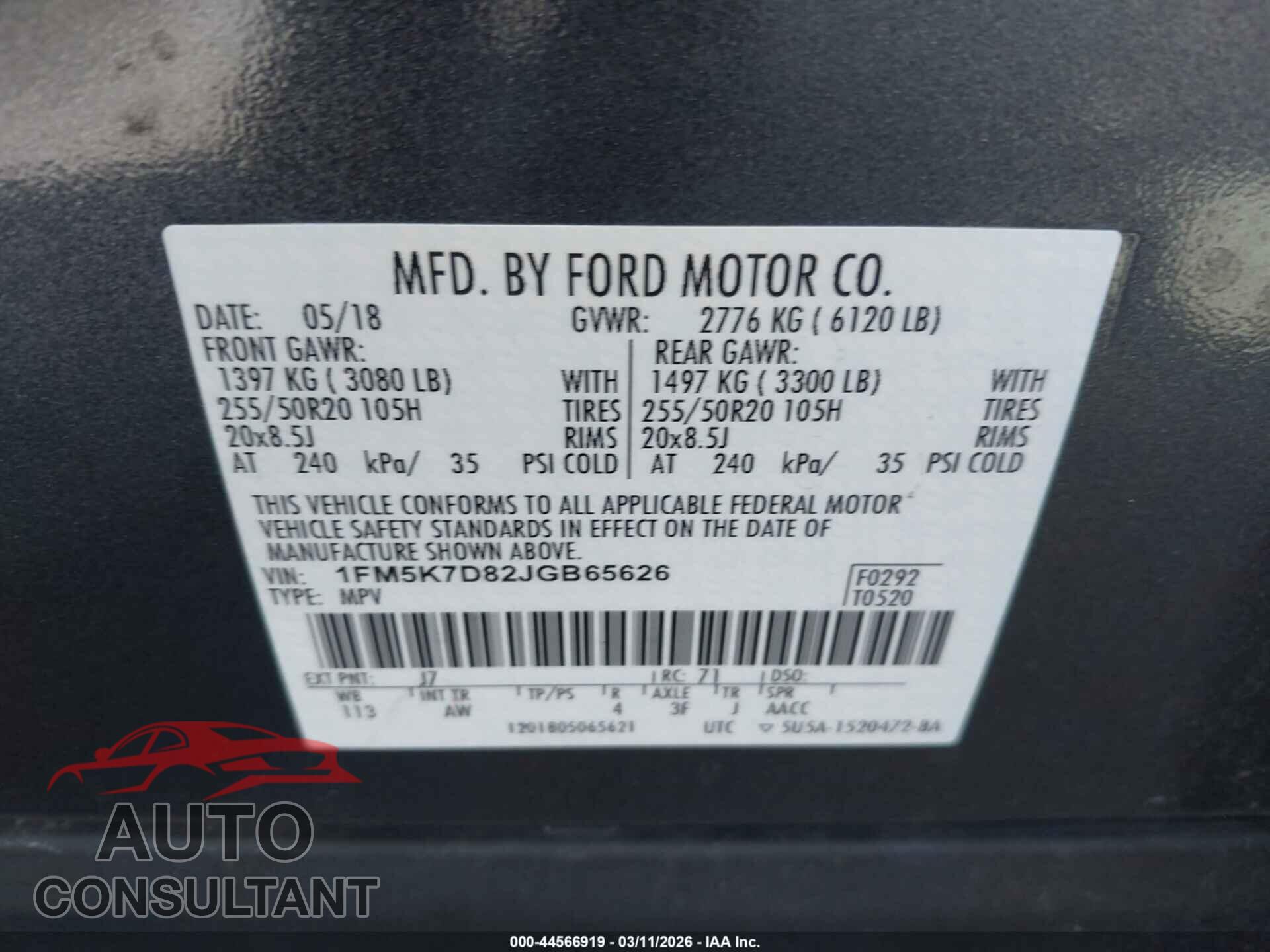 FORD EXPLORER 2018 - 1FM5K7D82JGB65626