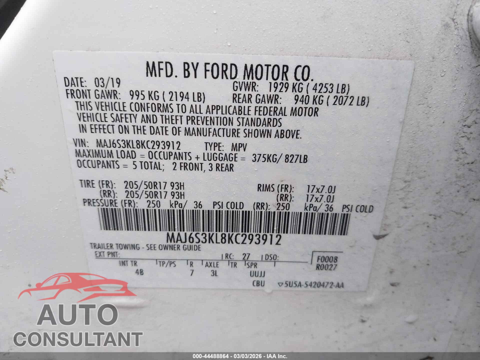 FORD ECOSPORT 2019 - MAJ6S3KL8KC293912