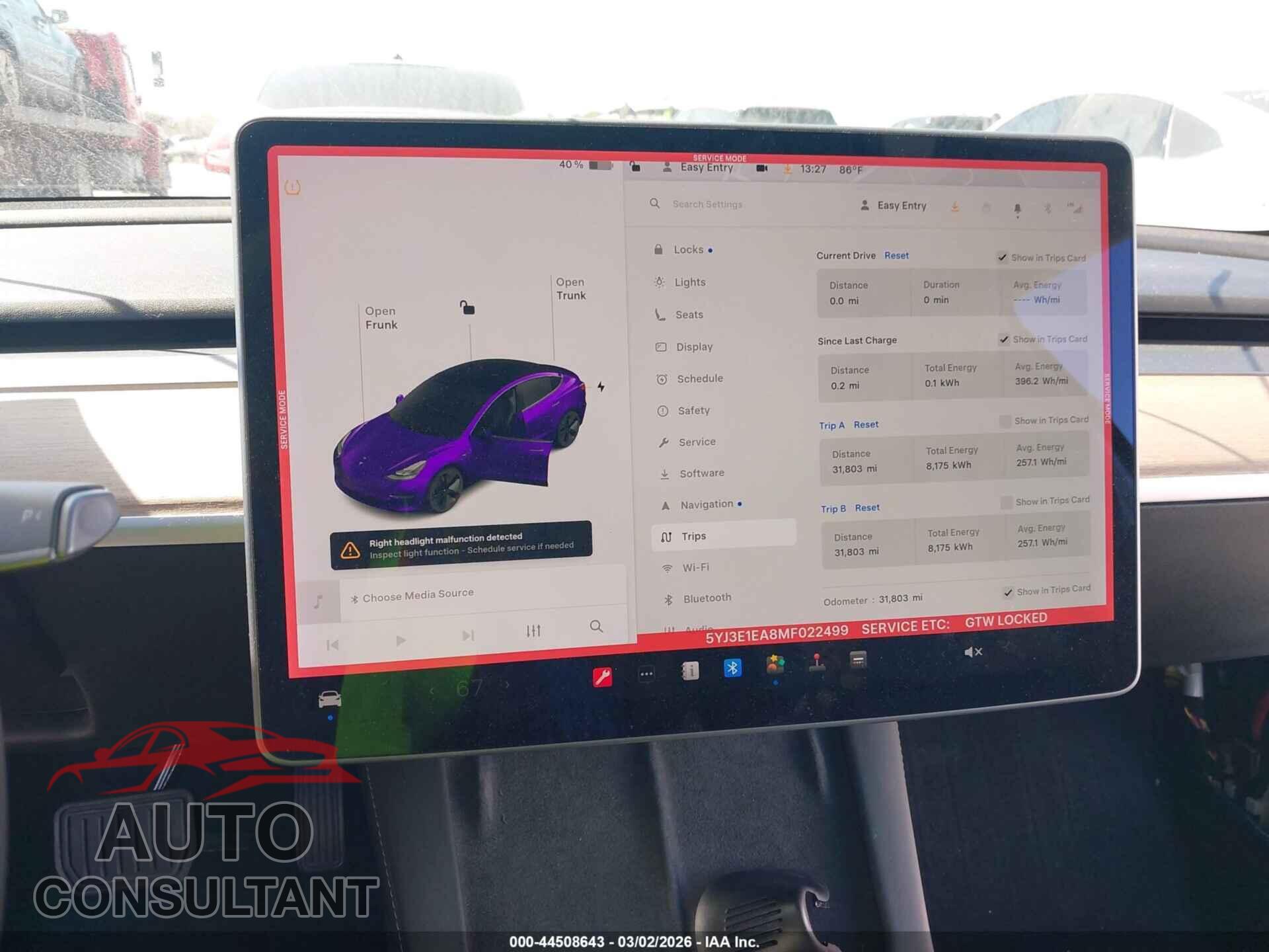 TESLA MODEL 3 2021 - 5YJ3E1EA8MF022499