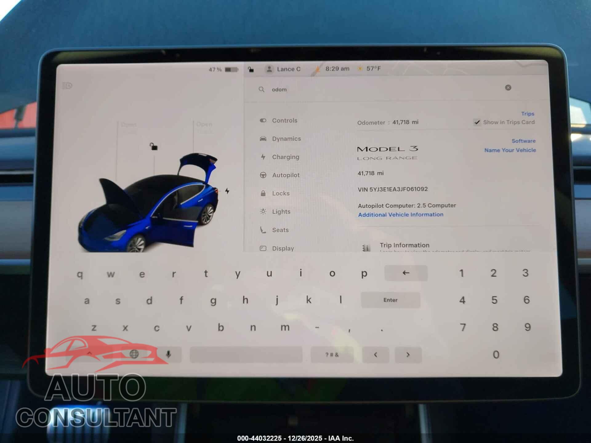 TESLA MODEL 3 2018 - 5YJ3E1EA3JF061092