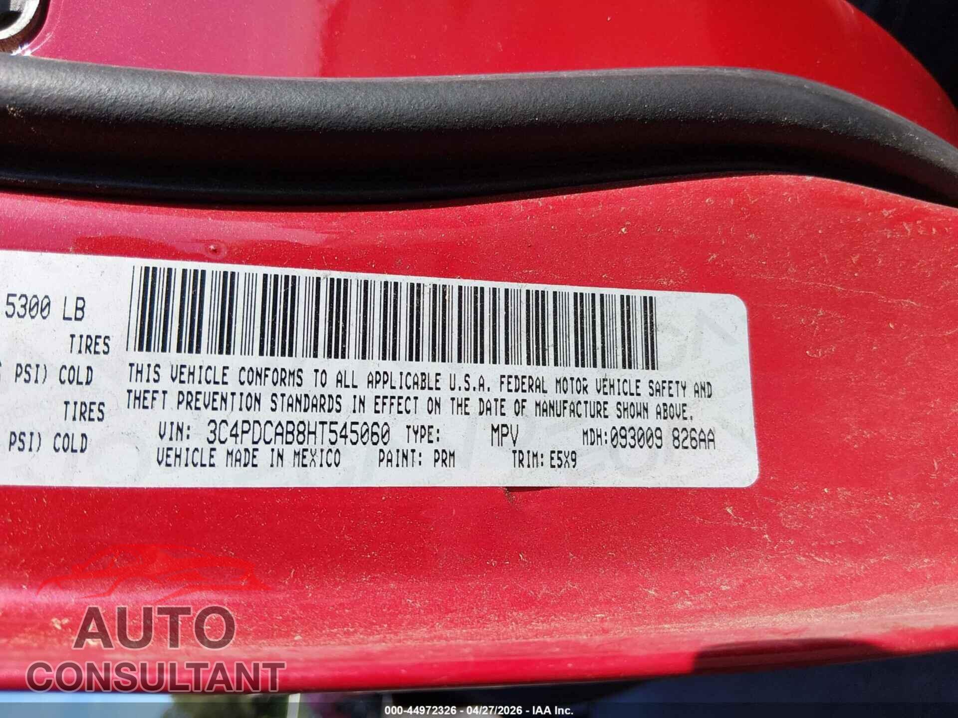 DODGE JOURNEY 2017 - 3C4PDCAB8HT545060