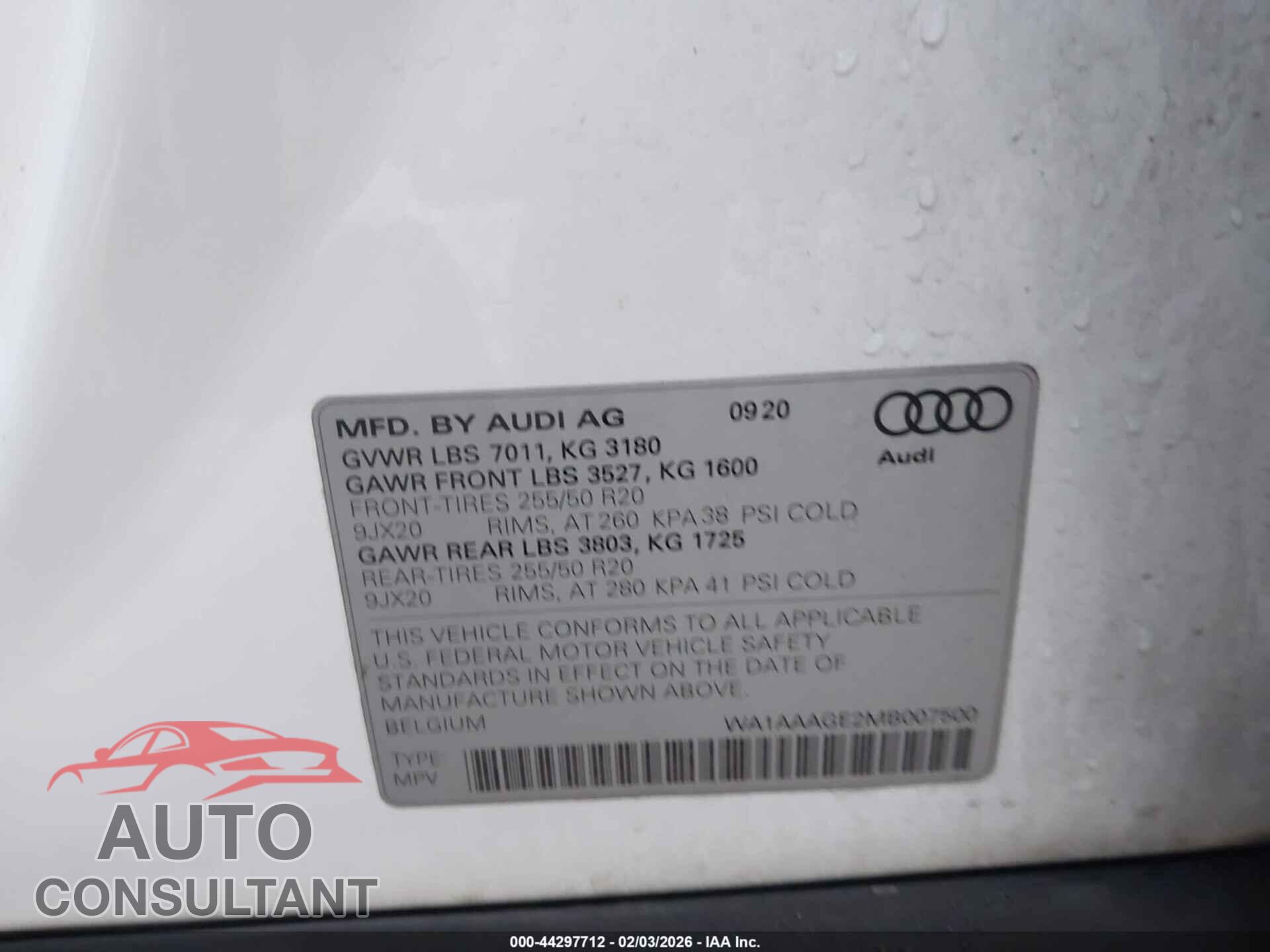 AUDI E-TRON 2021 - WA1AAAGE2MB007500