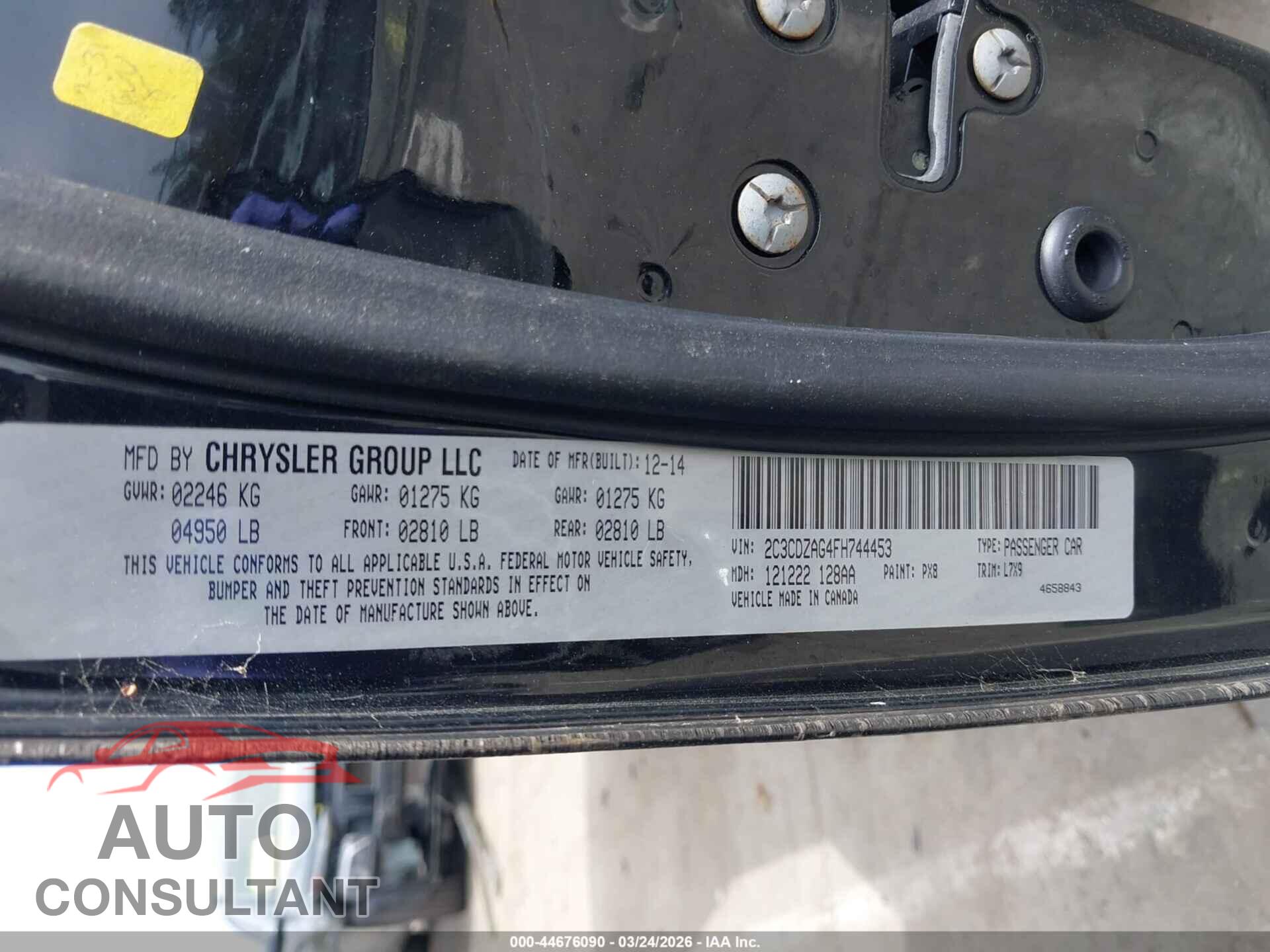 DODGE CHALLENGER 2015 - 2C3CDZAG4FH744453