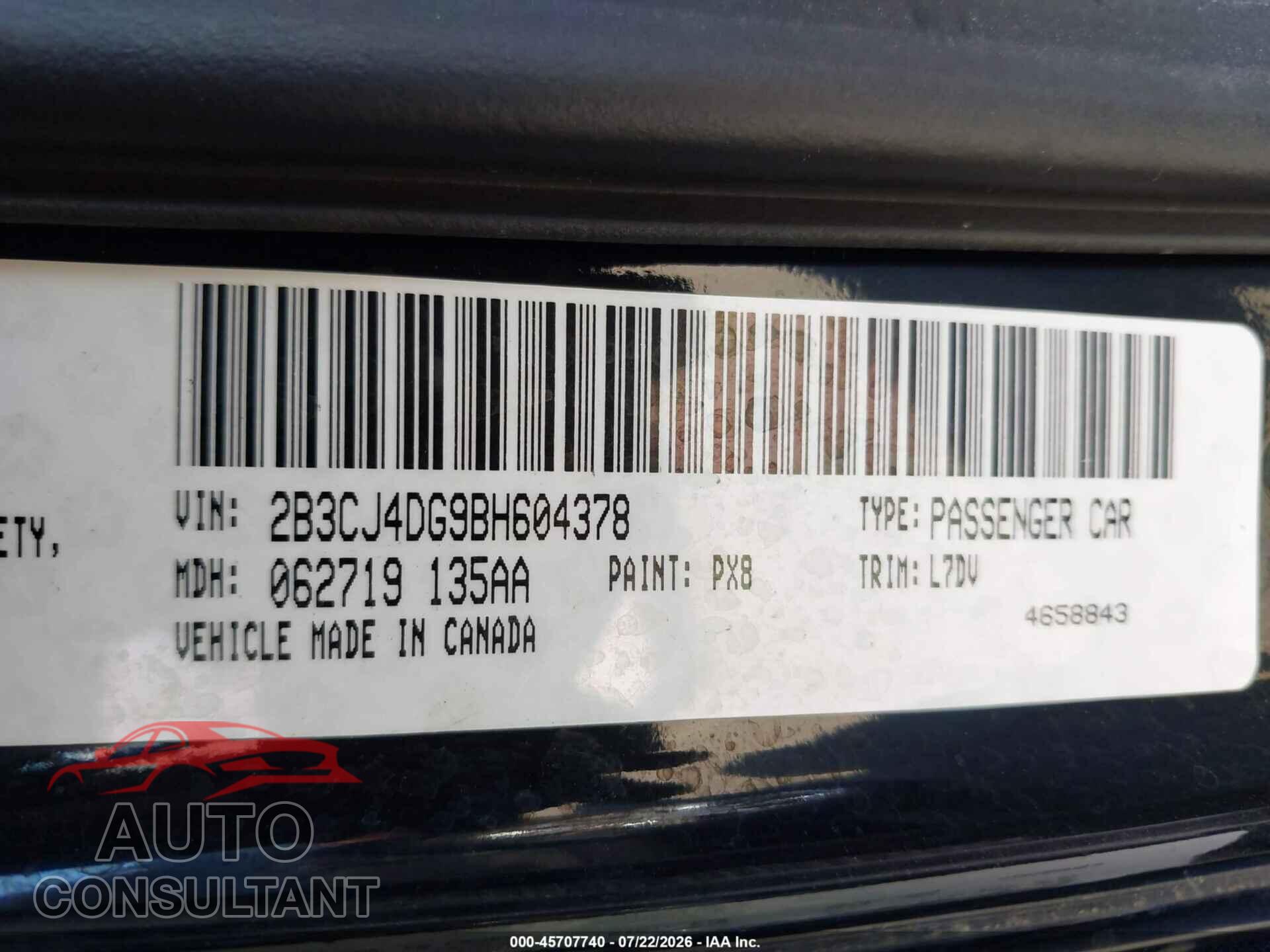 DODGE CHALLENGER 2011 - 2B3CJ4DG9BH604378