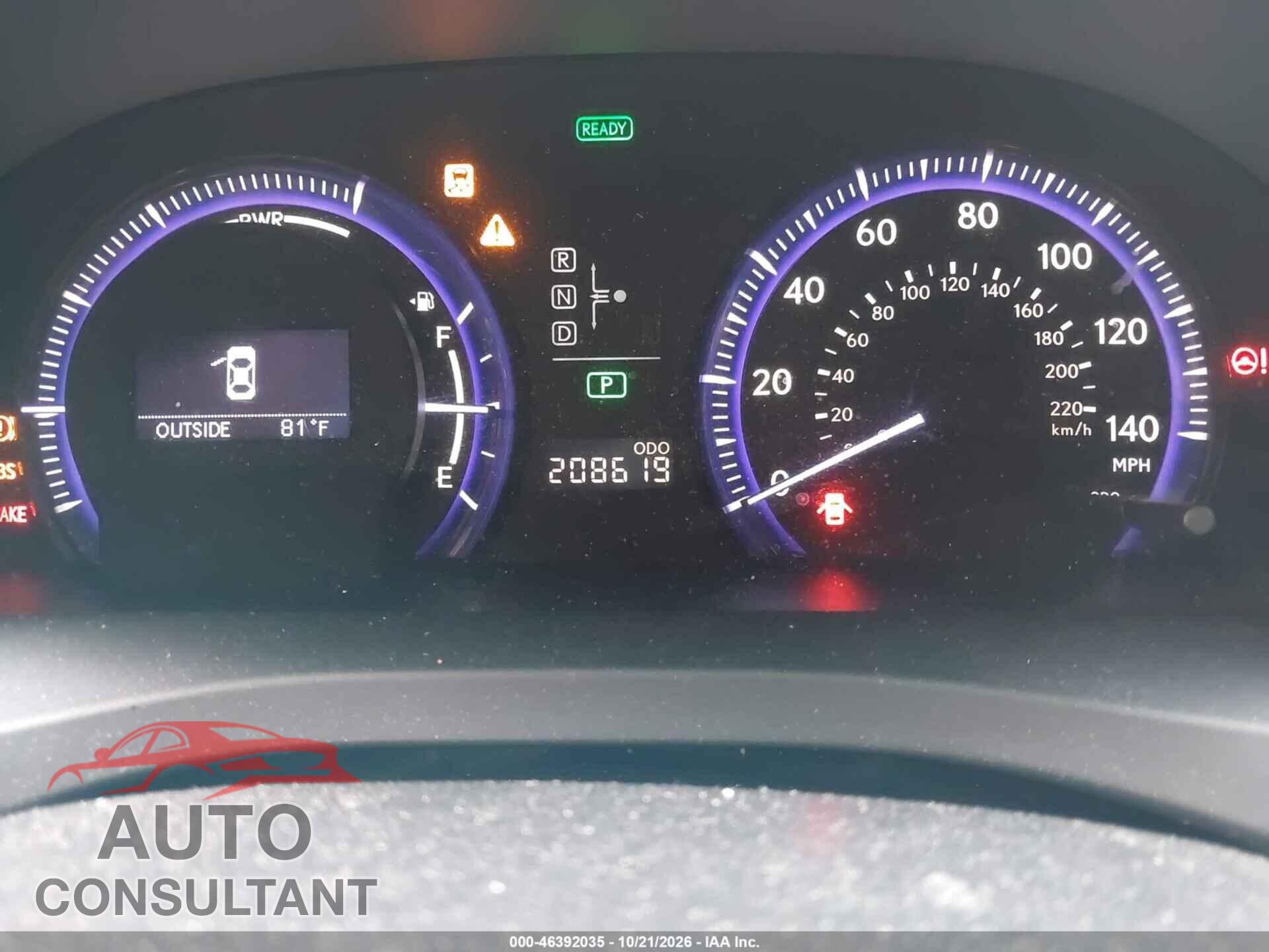 LEXUS HS 250H 2010 - JTHBB1BAXA2034708