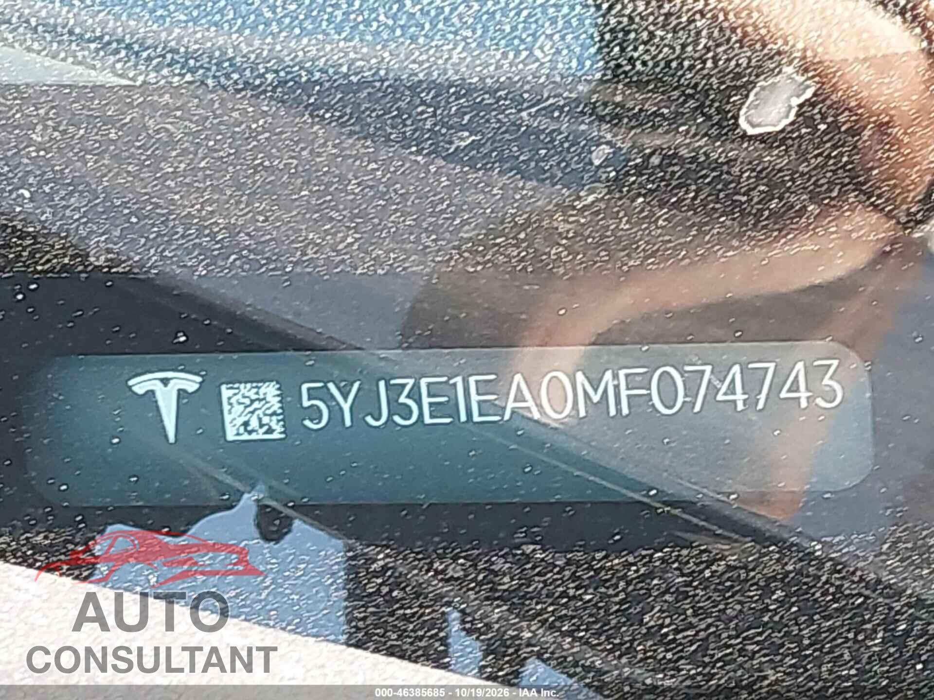 TESLA MODEL 3 2021 - 5YJ3E1EA0MF074743