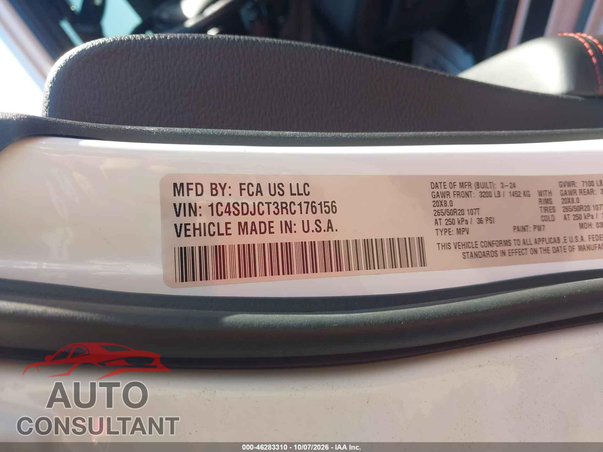 DODGE DURANGO 2024 - 1C4SDJCT3RC176156