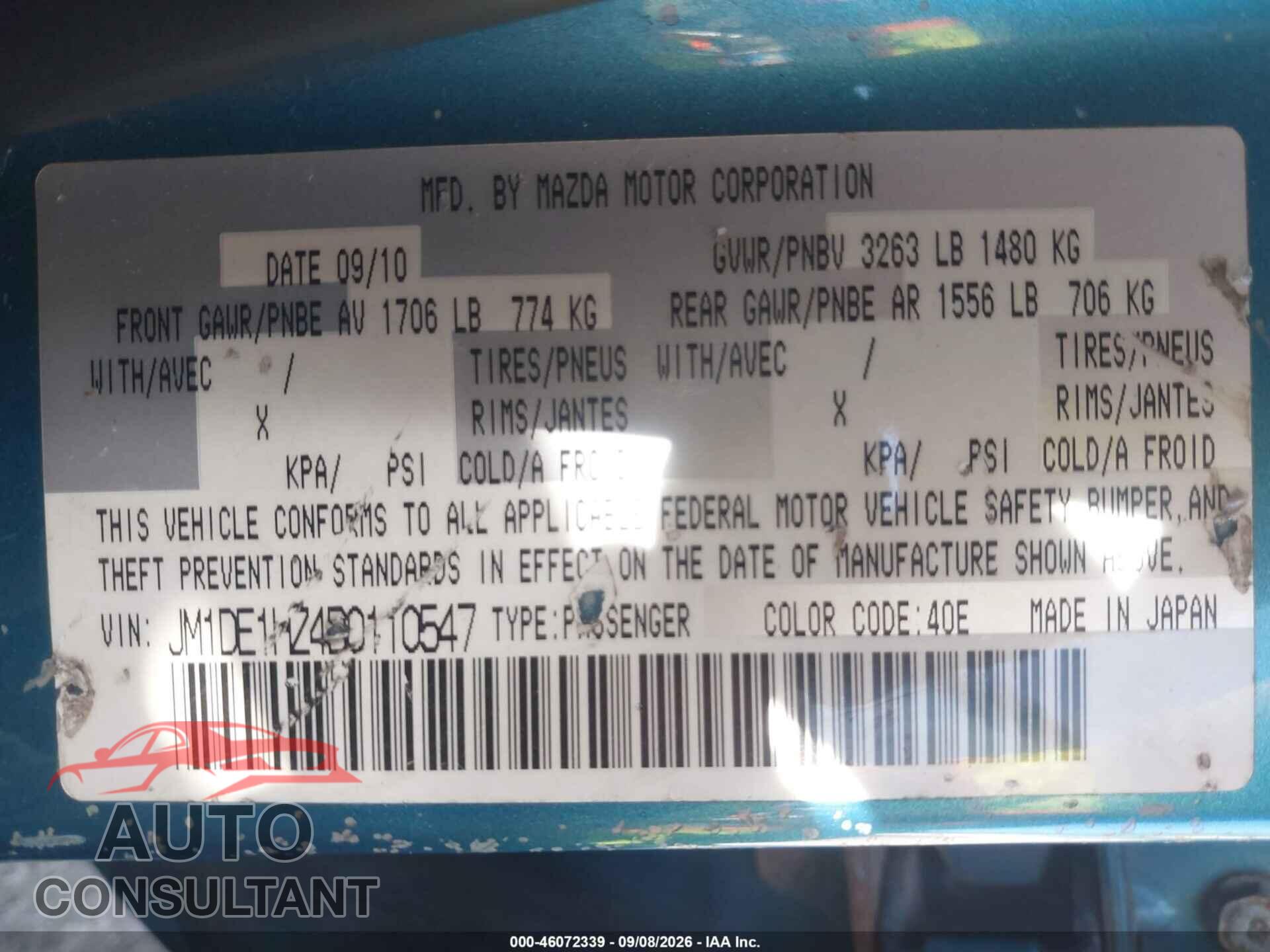 MAZDA MAZDA2 2011 - JM1DE1HZ4B0110547