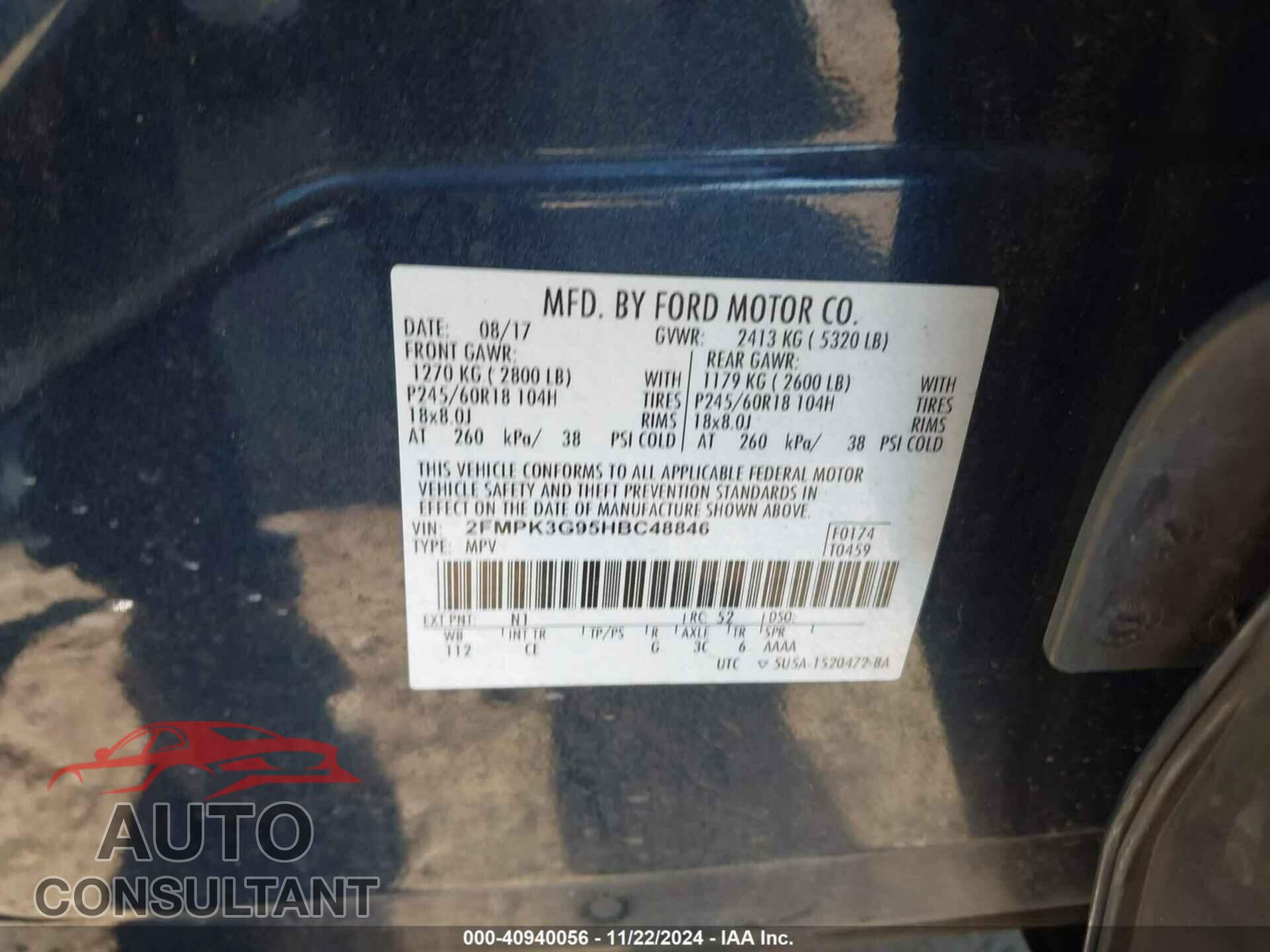 FORD EDGE 2017 - 2FMPK3G95HBC48846