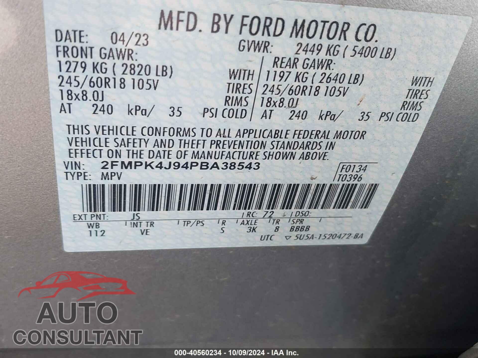 FORD EDGE 2023 - 2FMPK4J94PBA38543