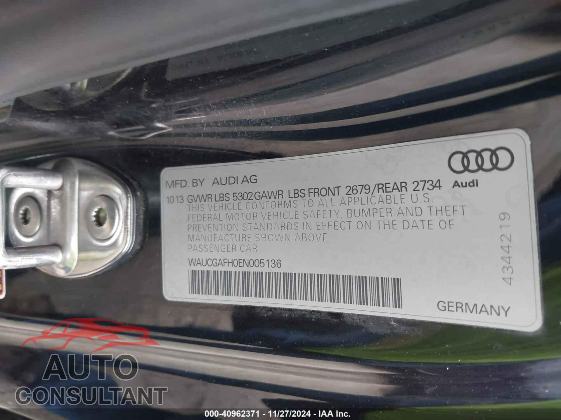AUDI S5 2014 - WAUCGAFH0EN005136