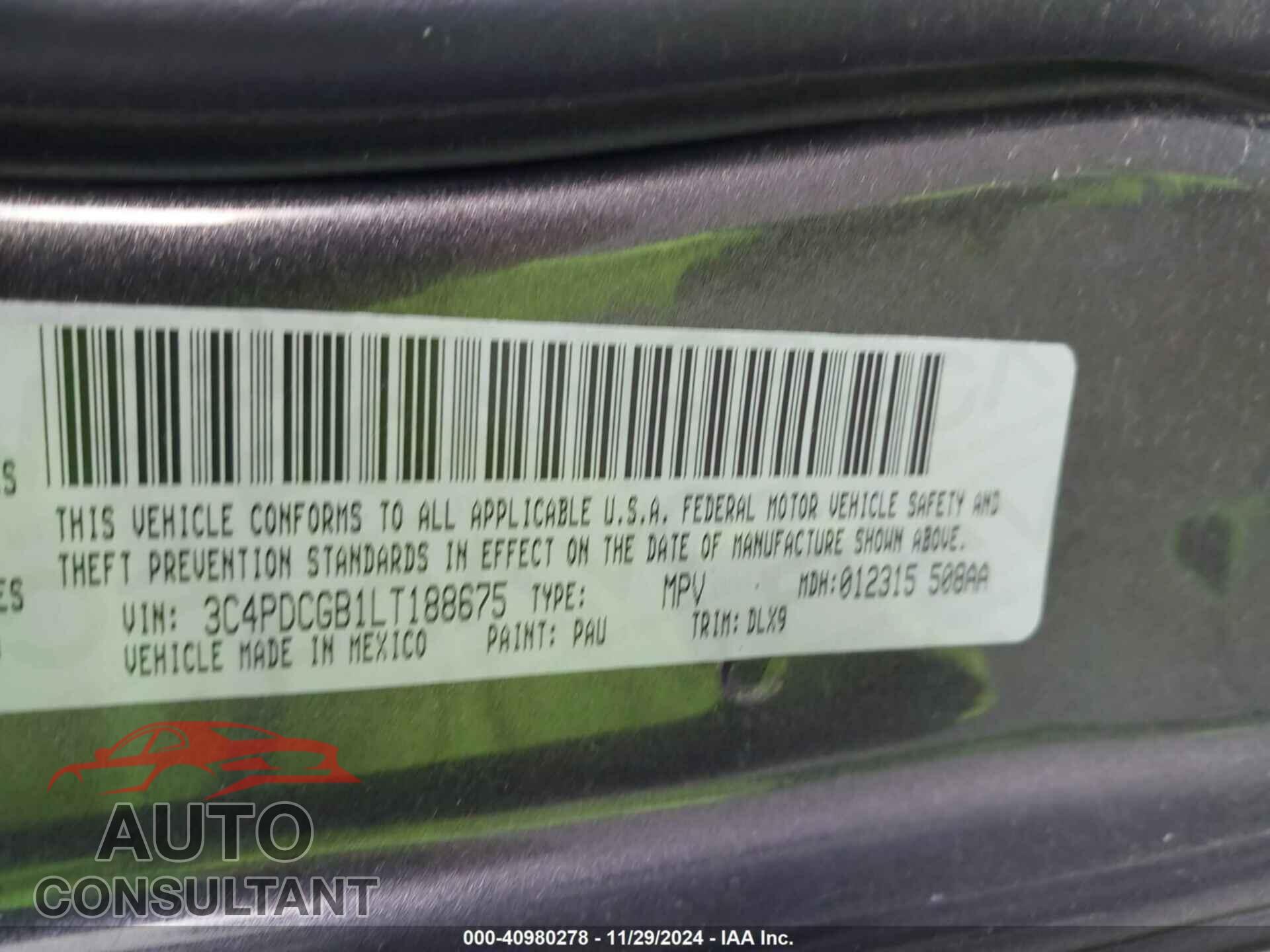 DODGE JOURNEY 2020 - 3C4PDCGB1LT188675