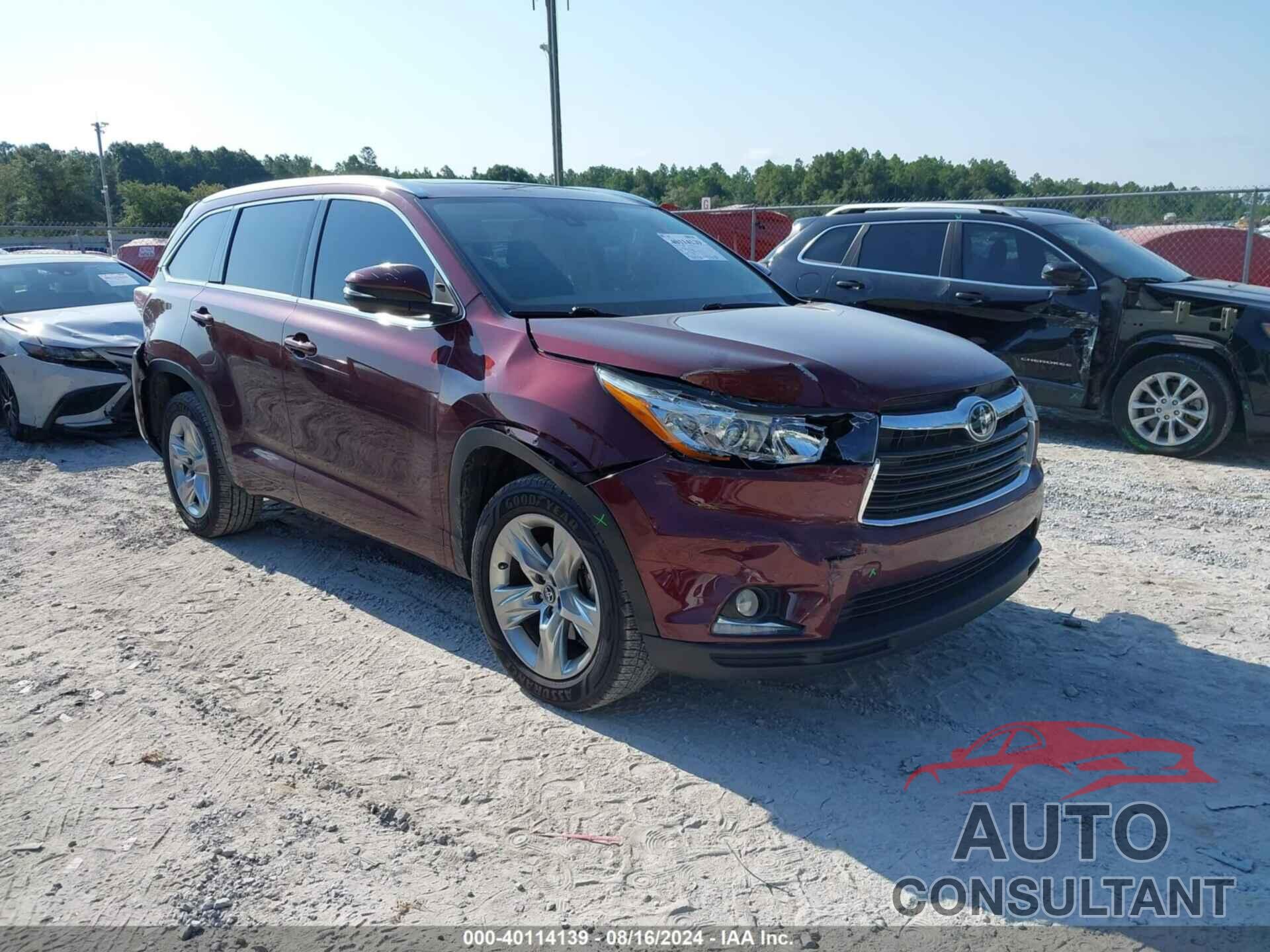 TOYOTA HIGHLANDER 2016 - 5TDYKRFH1GS183544