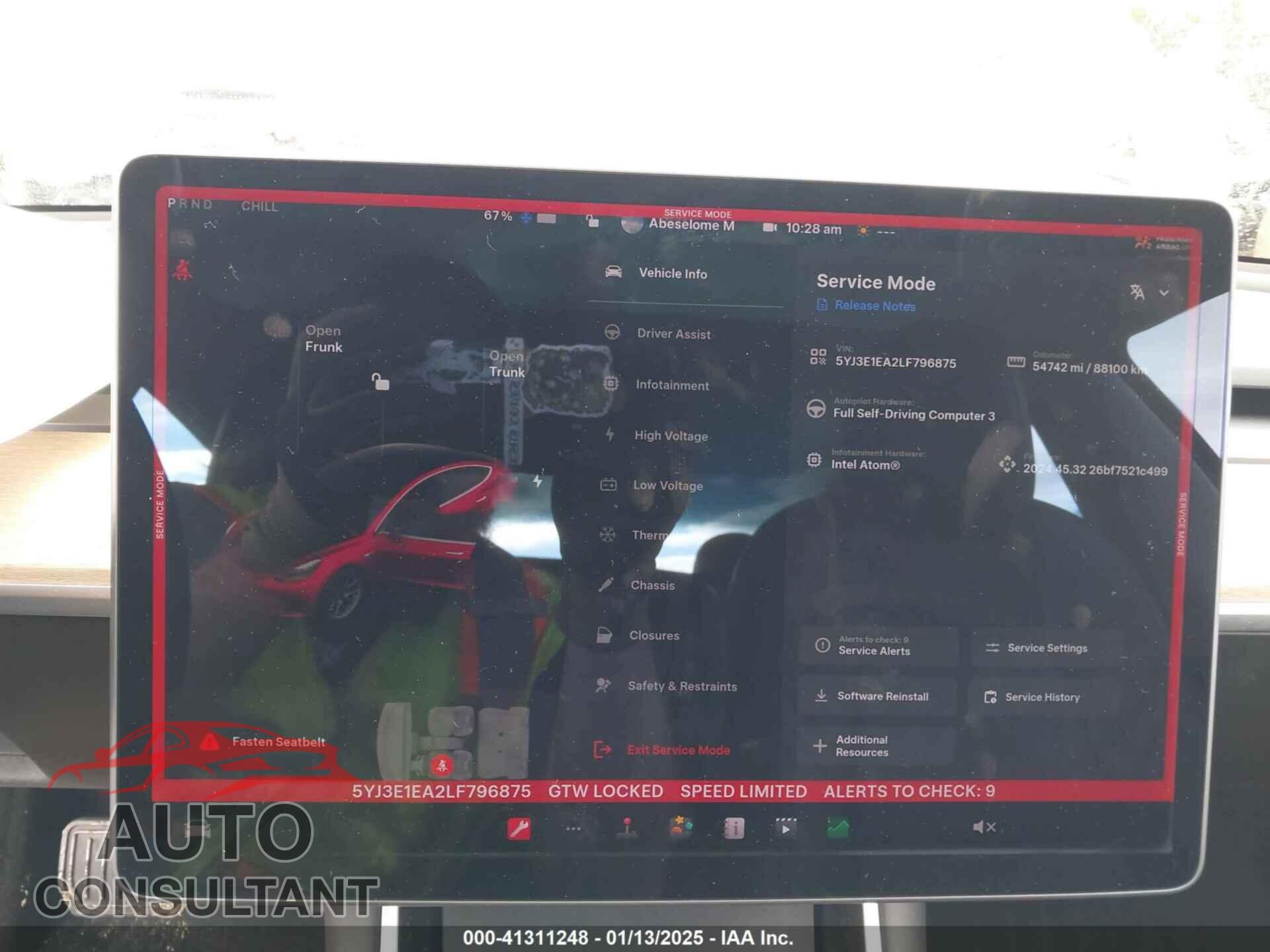 TESLA MODEL 3 2020 - 5YJ3E1EA2LF796875