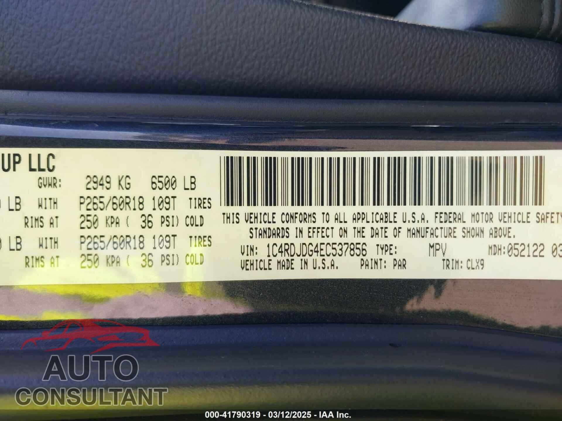 DODGE DURANGO 2014 - 1C4RDJDG4EC537856