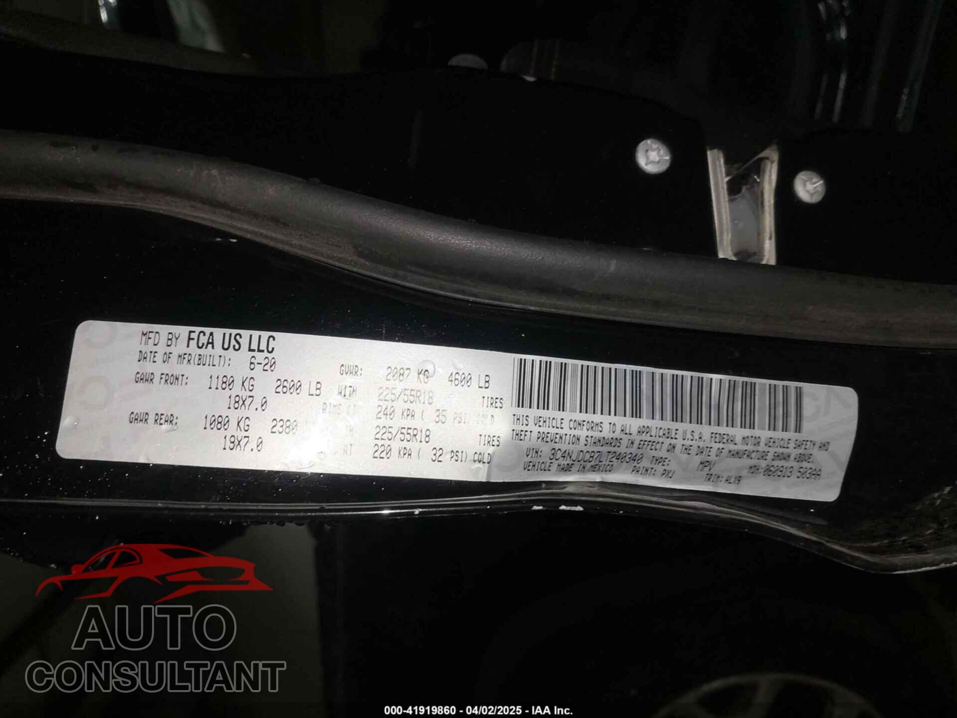 JEEP COMPASS 2020 - 3C4NJDCB7LT240340