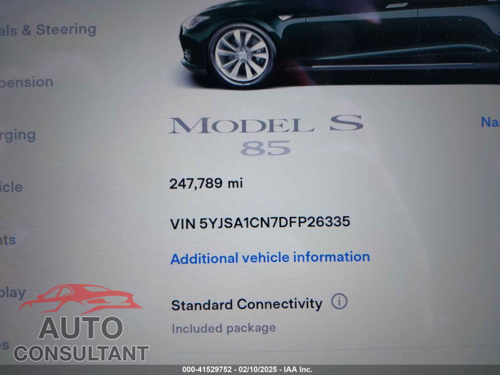TESLA MODEL S 2013 - 5YJSA1CN7DFP26335