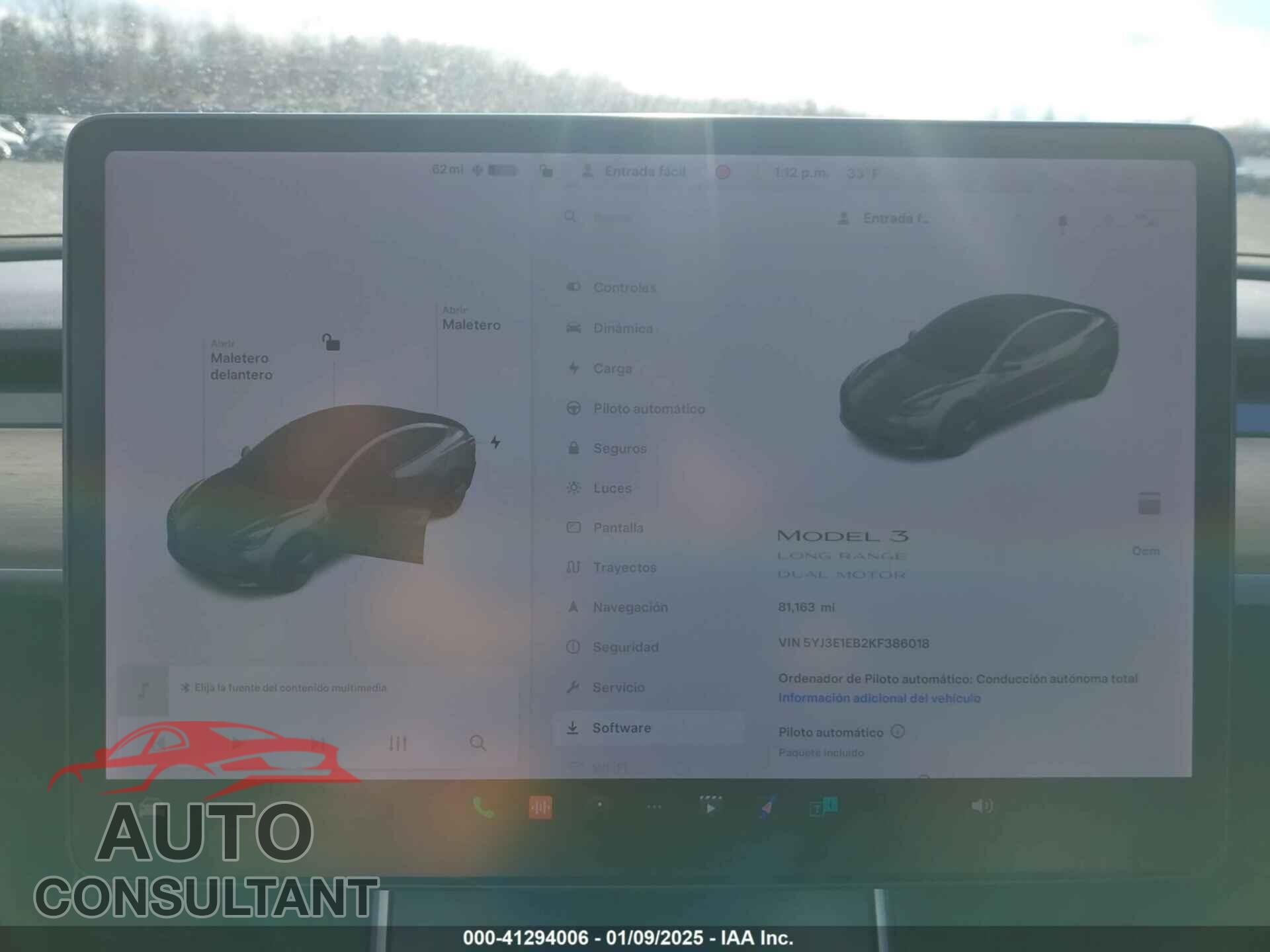 TESLA MODEL 3 2019 - 5YJ3E1EB2KF386018