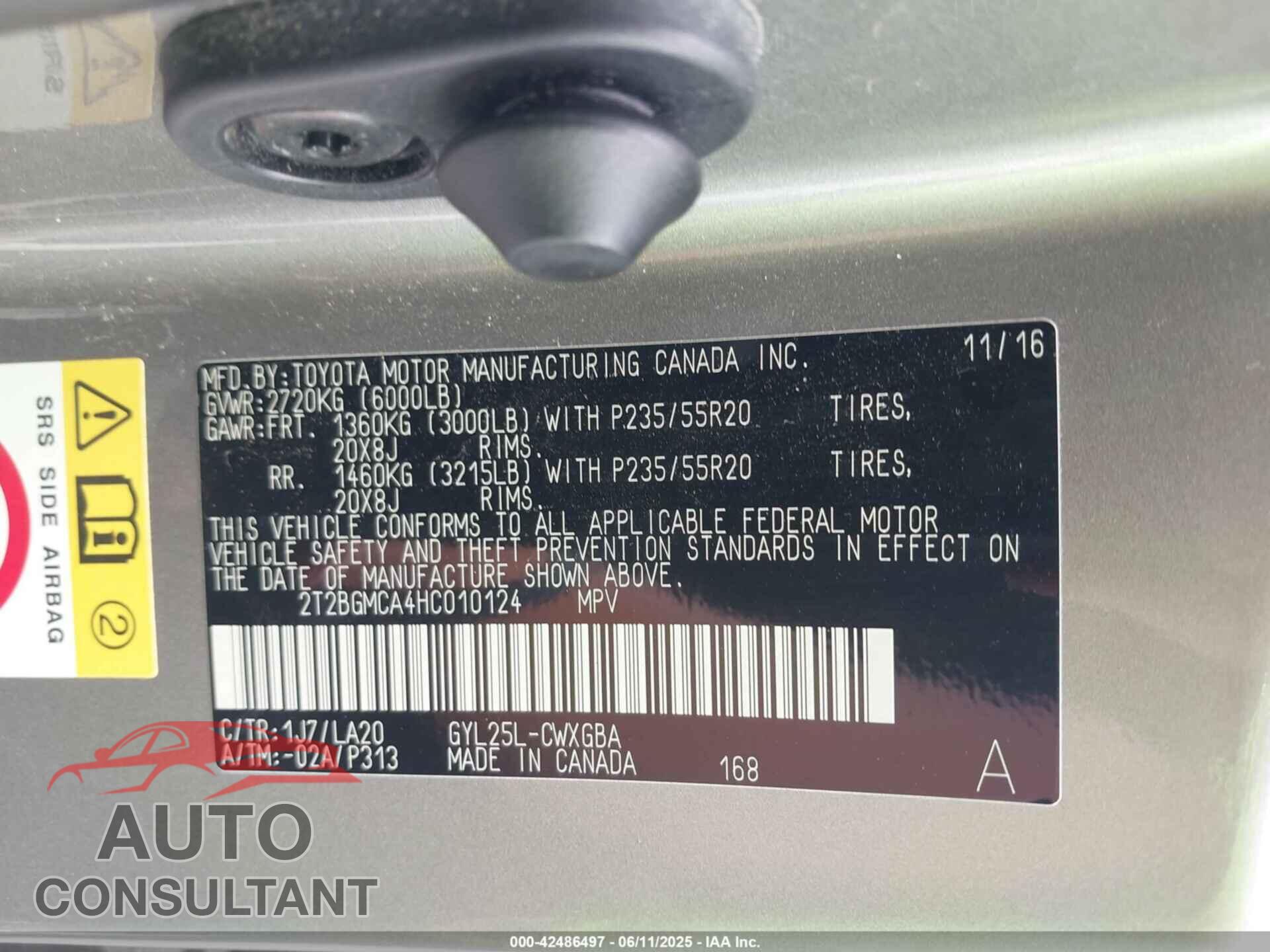 LEXUS RX 450H 2017 - 2T2BGMCA4HC010124