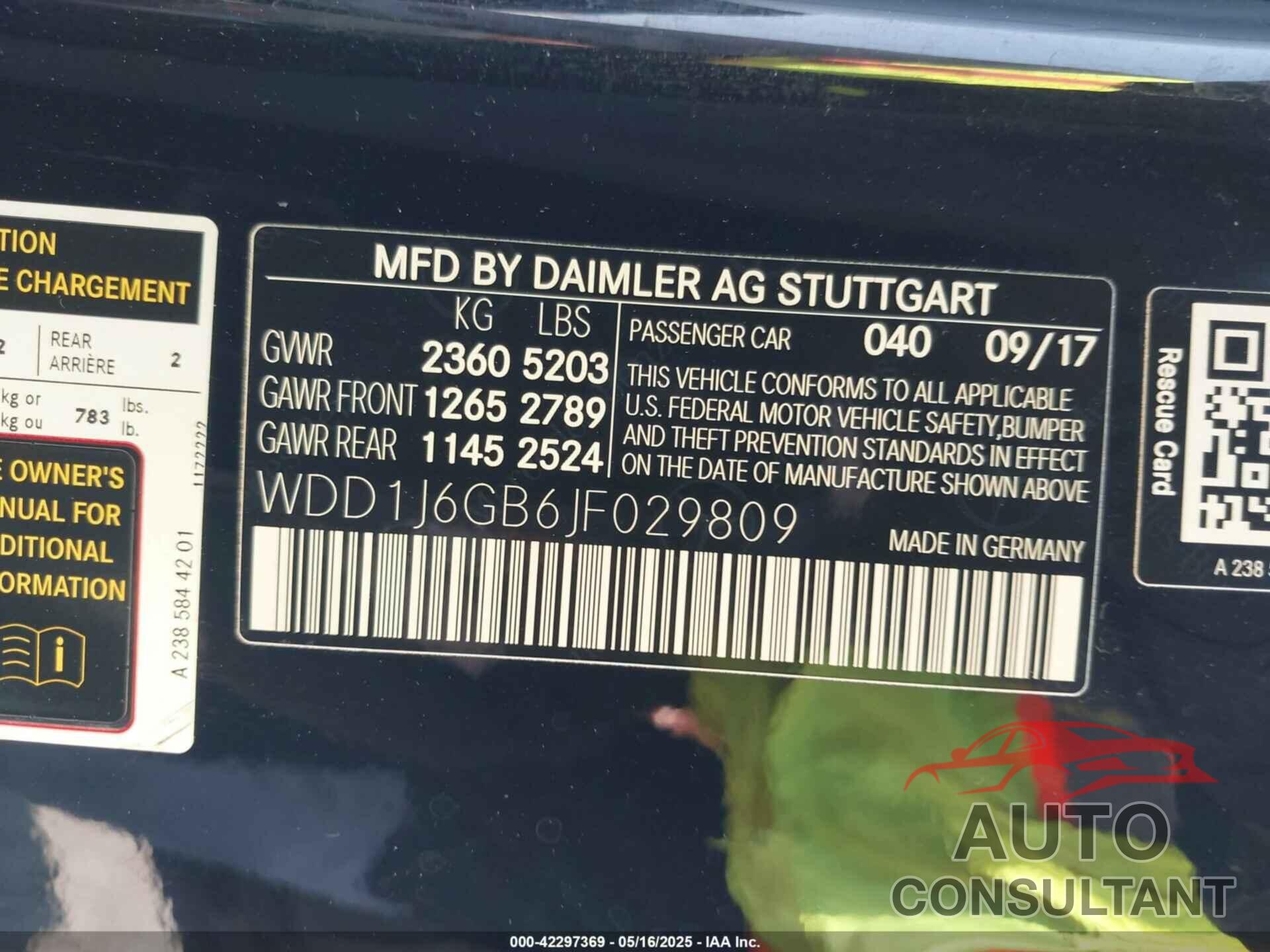 MERCEDES-BENZ E 400 2018 - WDD1J6GB6JF029809