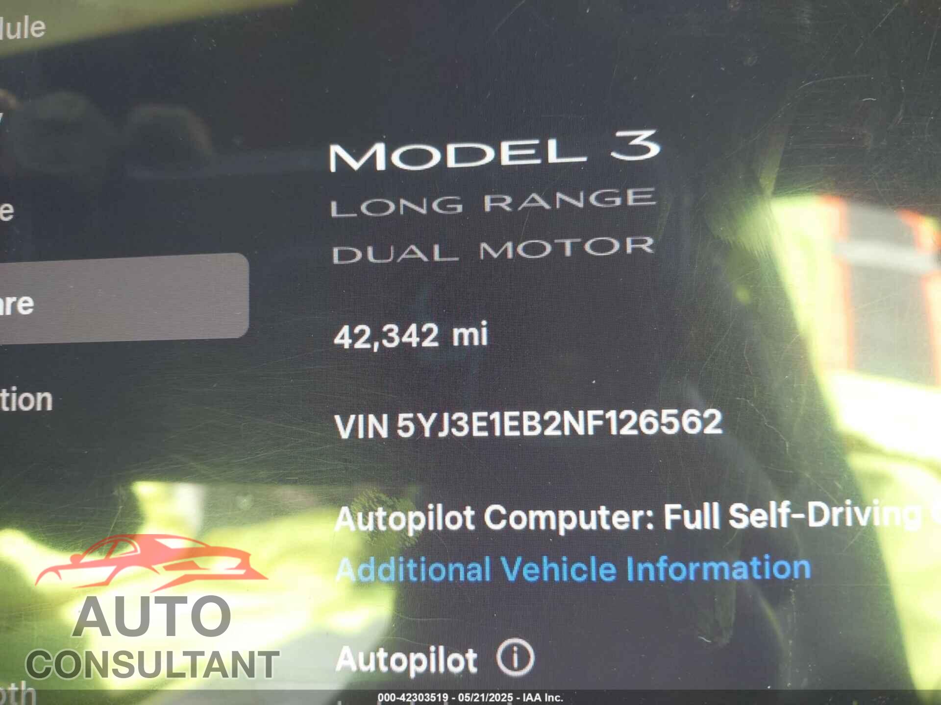 TESLA MODEL 3 2022 - 5YJ3E1EB2NF126562
