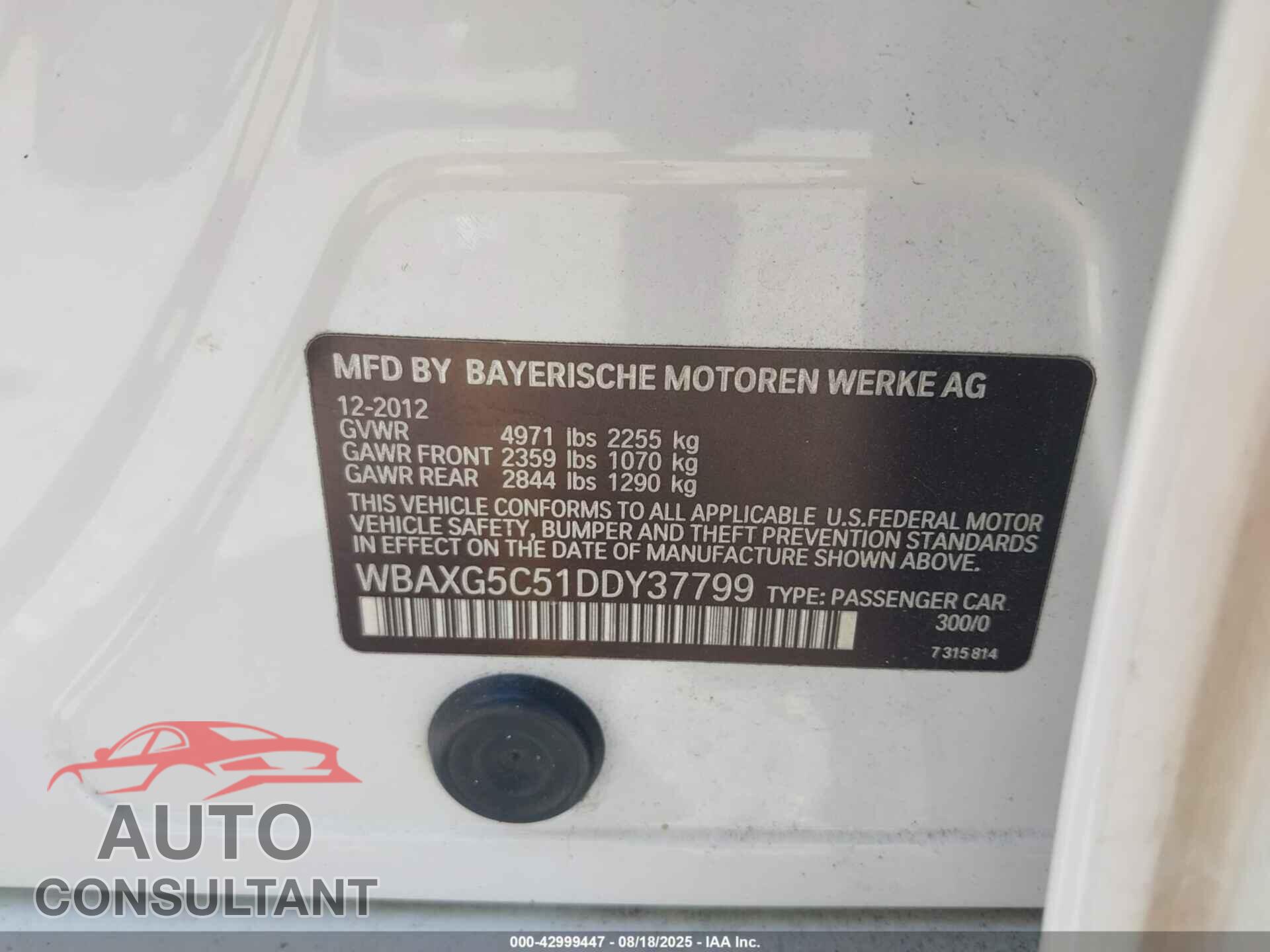 BMW 528I 2013 - WBAXG5C51DDY37799