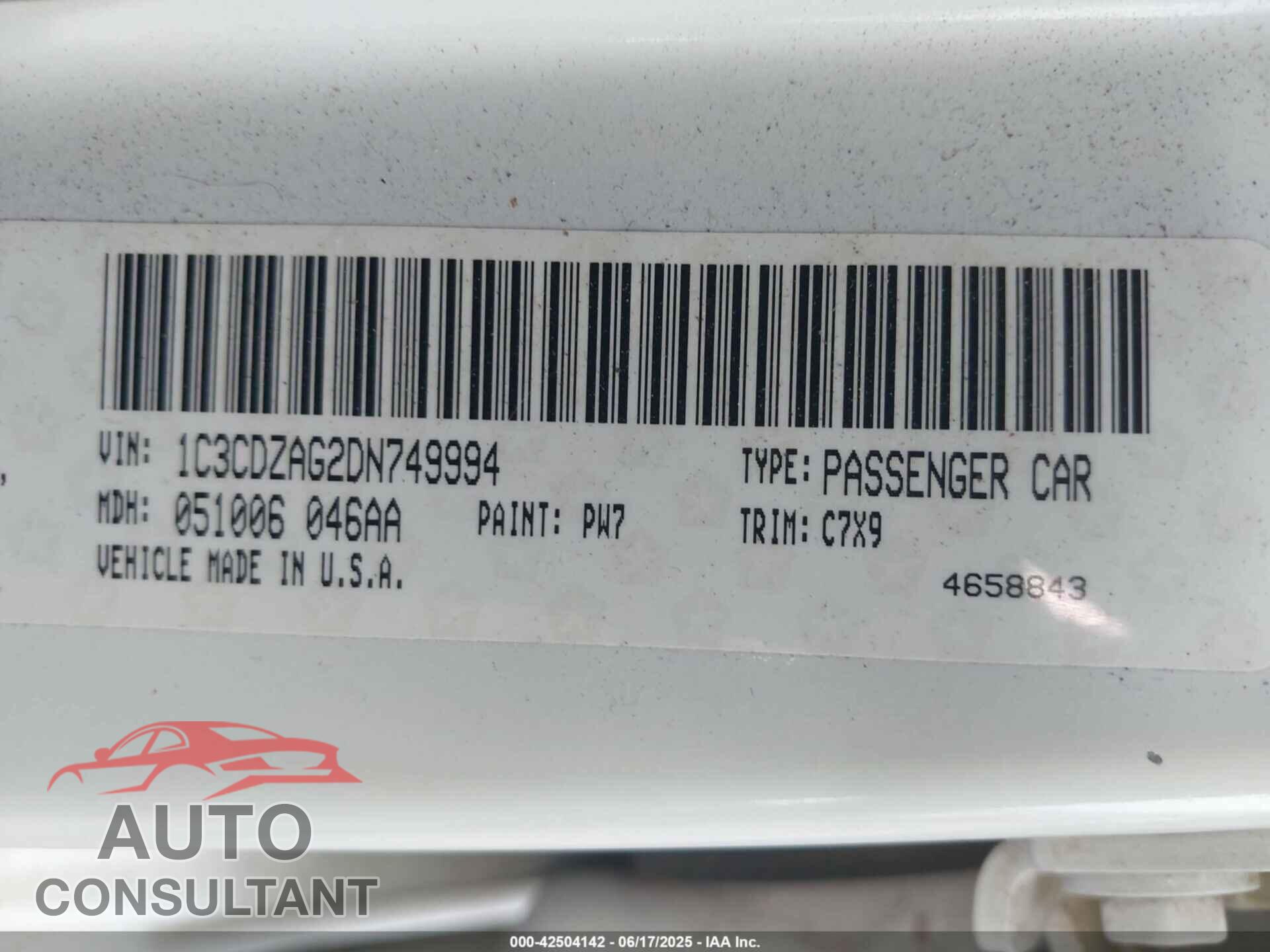 DODGE AVENGER 2013 - 1C3CDZAG2DN749994