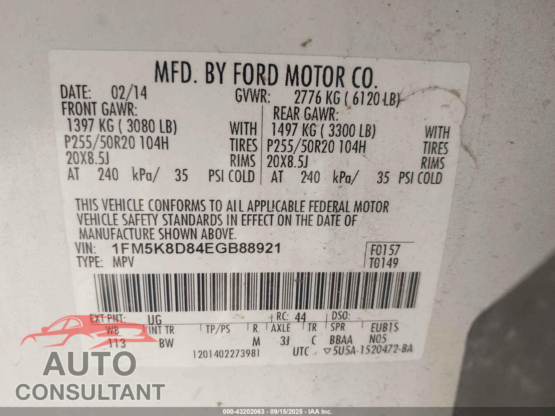 FORD EXPLORER 2014 - 1FM5K8D84EGB88921