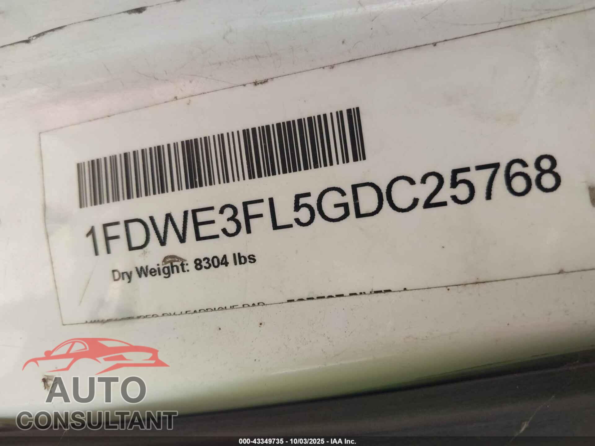 FORD E-350 CUTAWAY 2016 - 1FDWE3FL5GDC25768