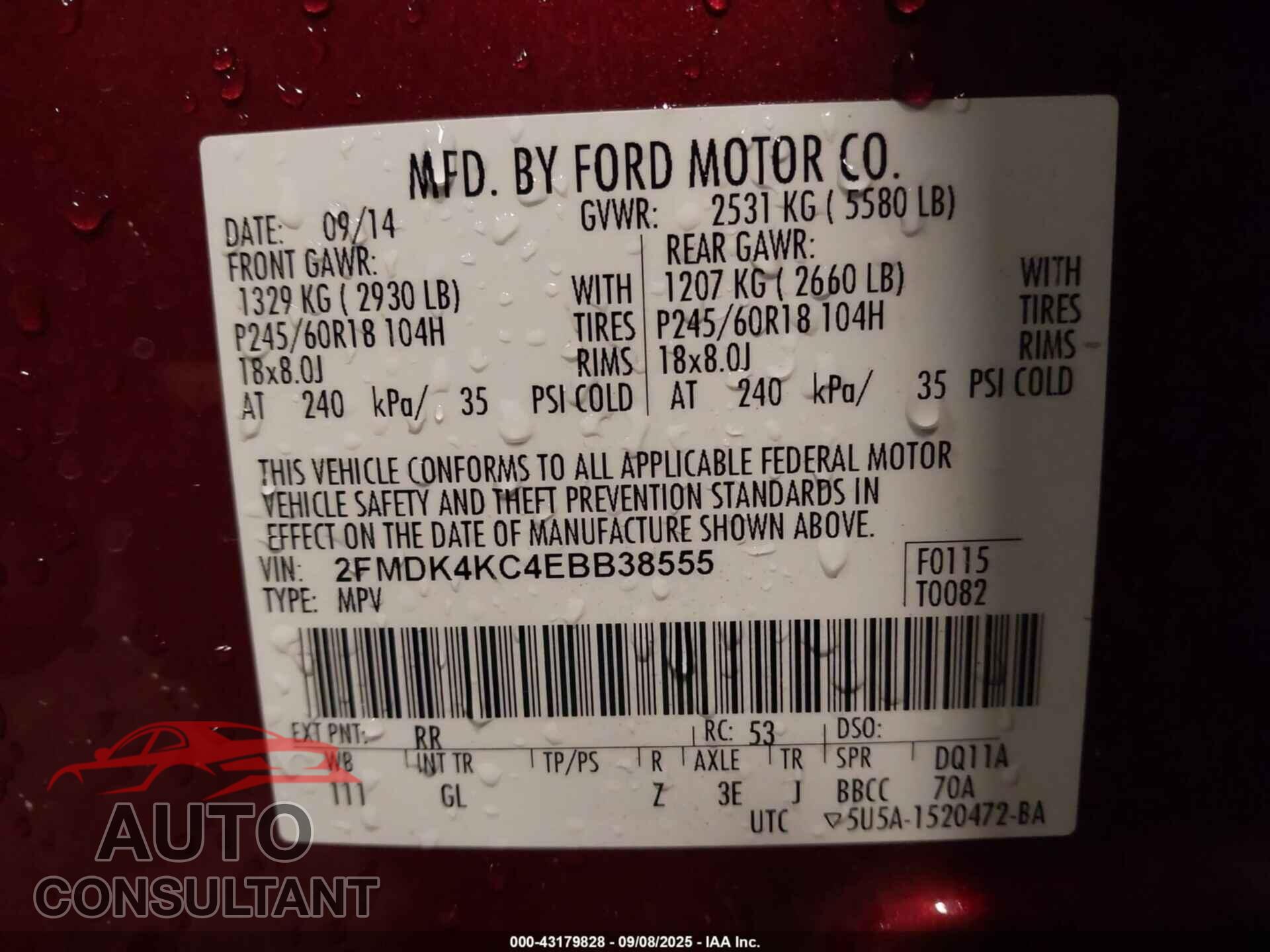 FORD EDGE 2014 - 2FMDK4KC4EBB38555