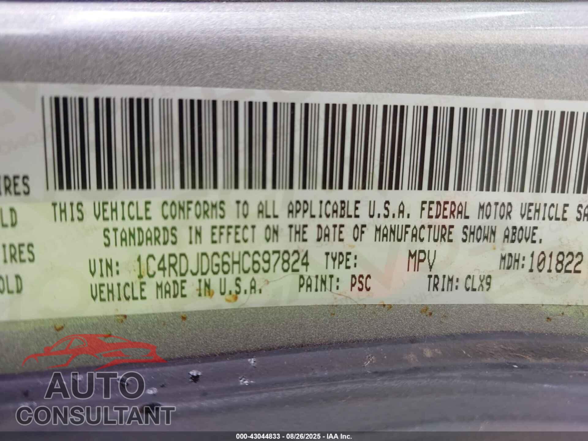 DODGE DURANGO 2017 - 1C4RDJDG6HC697824