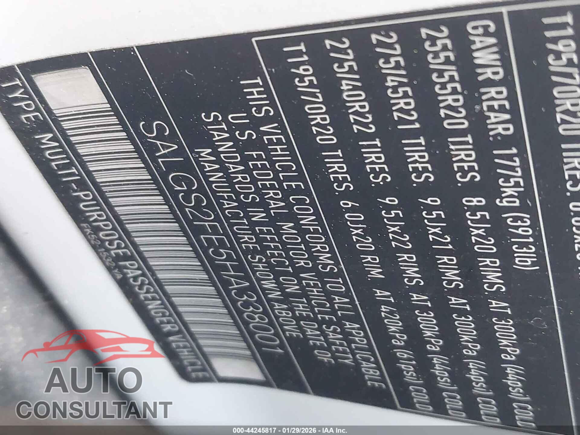 LAND ROVER RANGE ROVER 2017 - SALGS2FE5HA338001