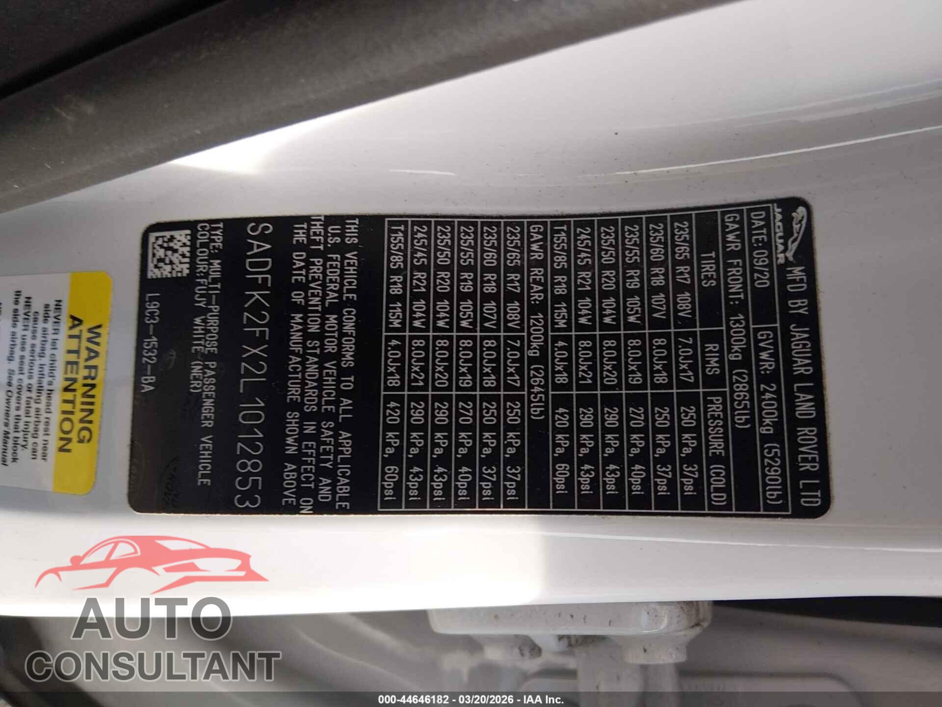JAGUAR E-PACE 2020 - SADFK2FX2L1012853