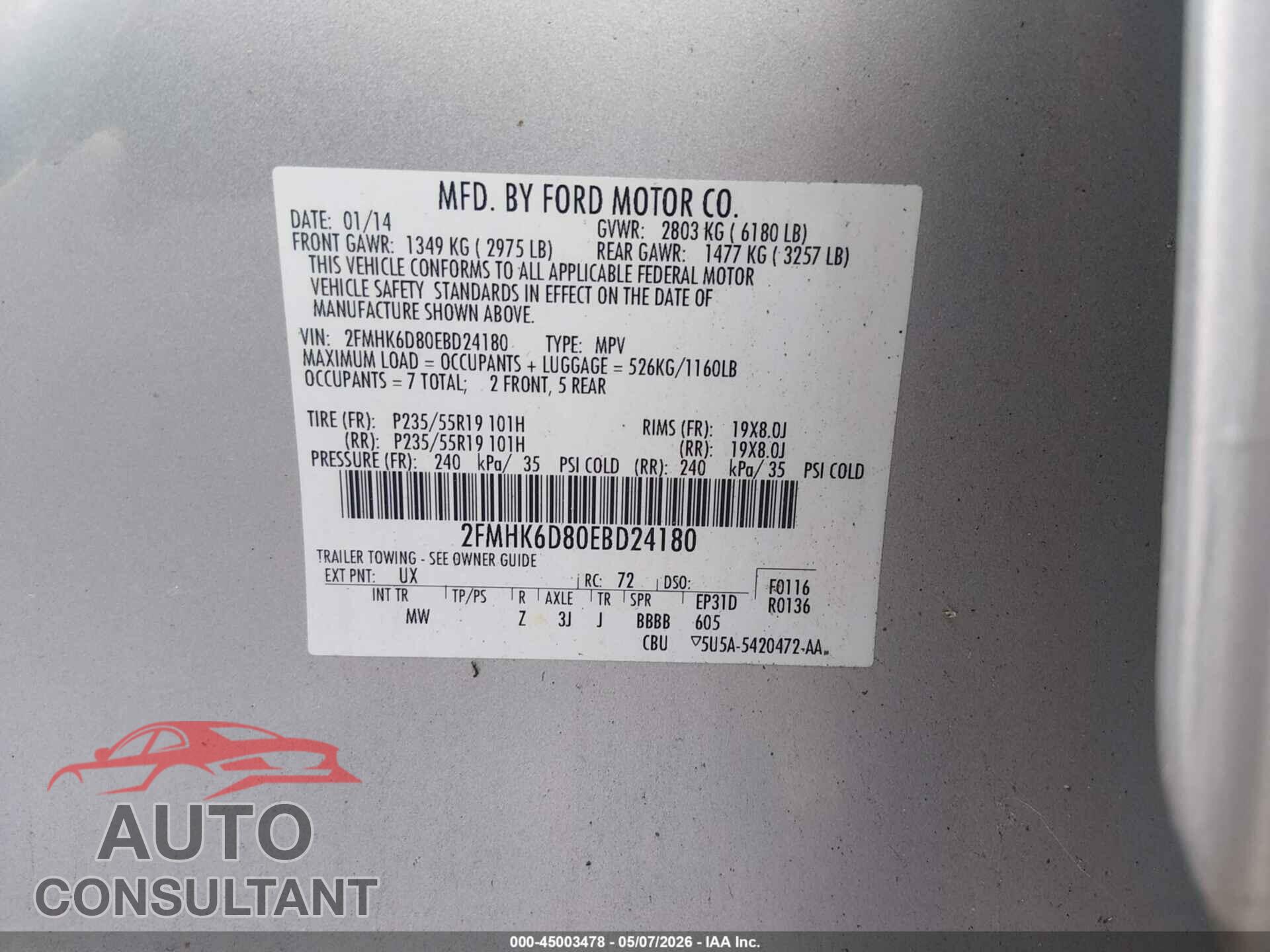 FORD FLEX 2014 - 2FMHK6D80EBD24180
