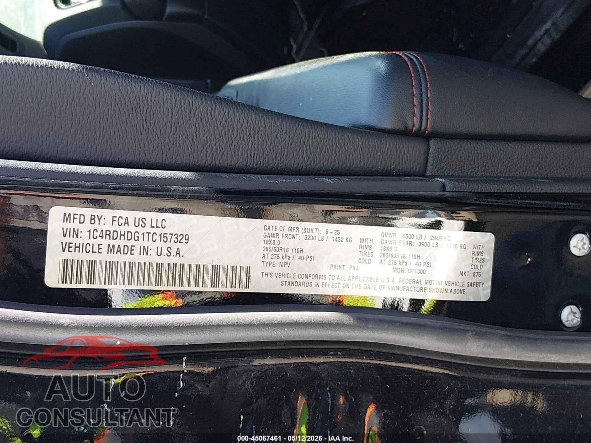DODGE DURANGO 2026 - 1C4RDHDG1TC157329