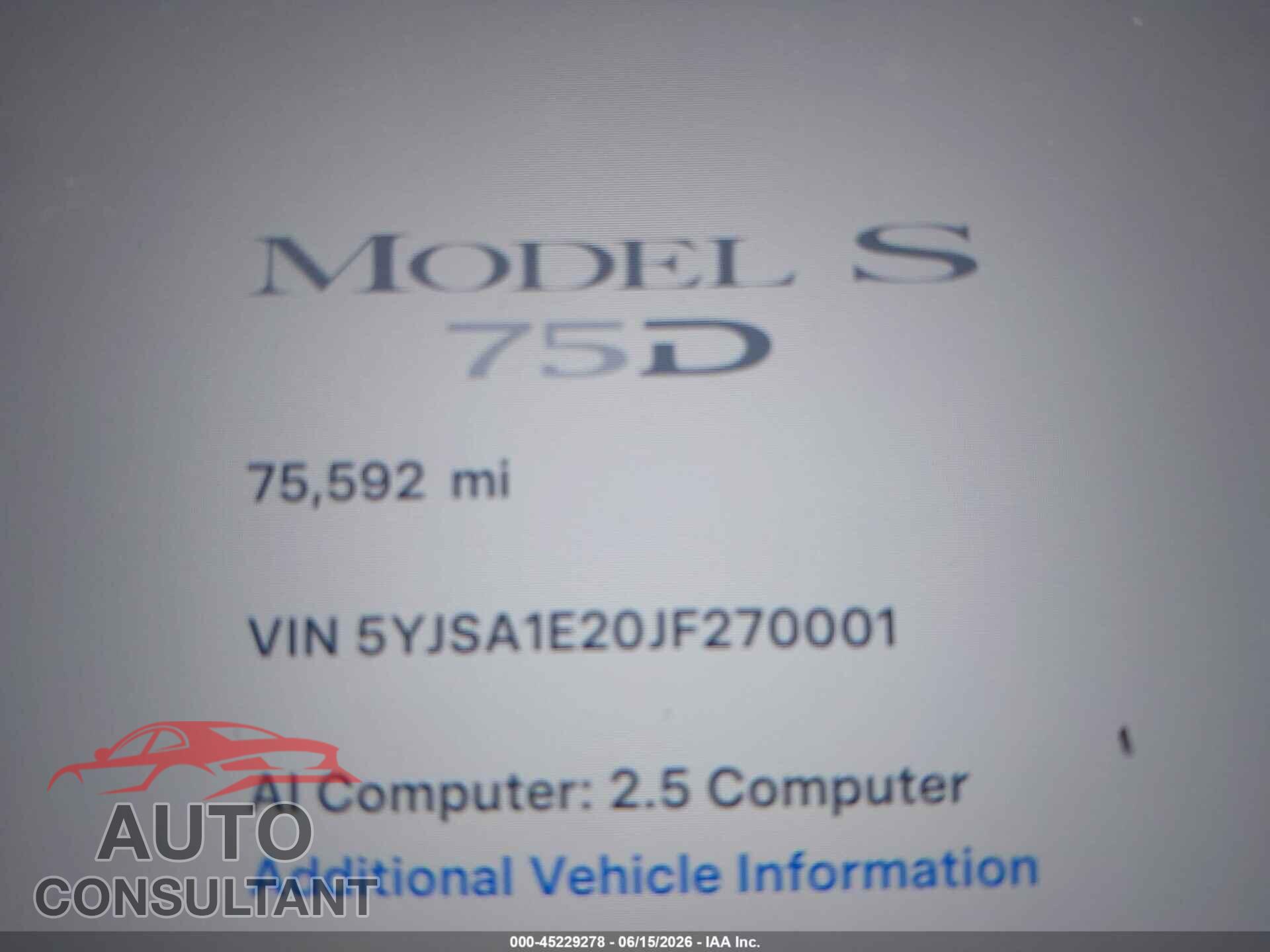 TESLA MODEL S 2018 - 5YJSA1E20JF270001